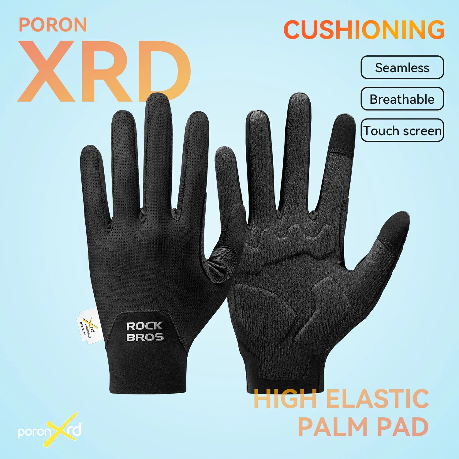 Full Finger Bike Gloves Breathable Touch screen with PORON® XRD Cushioning