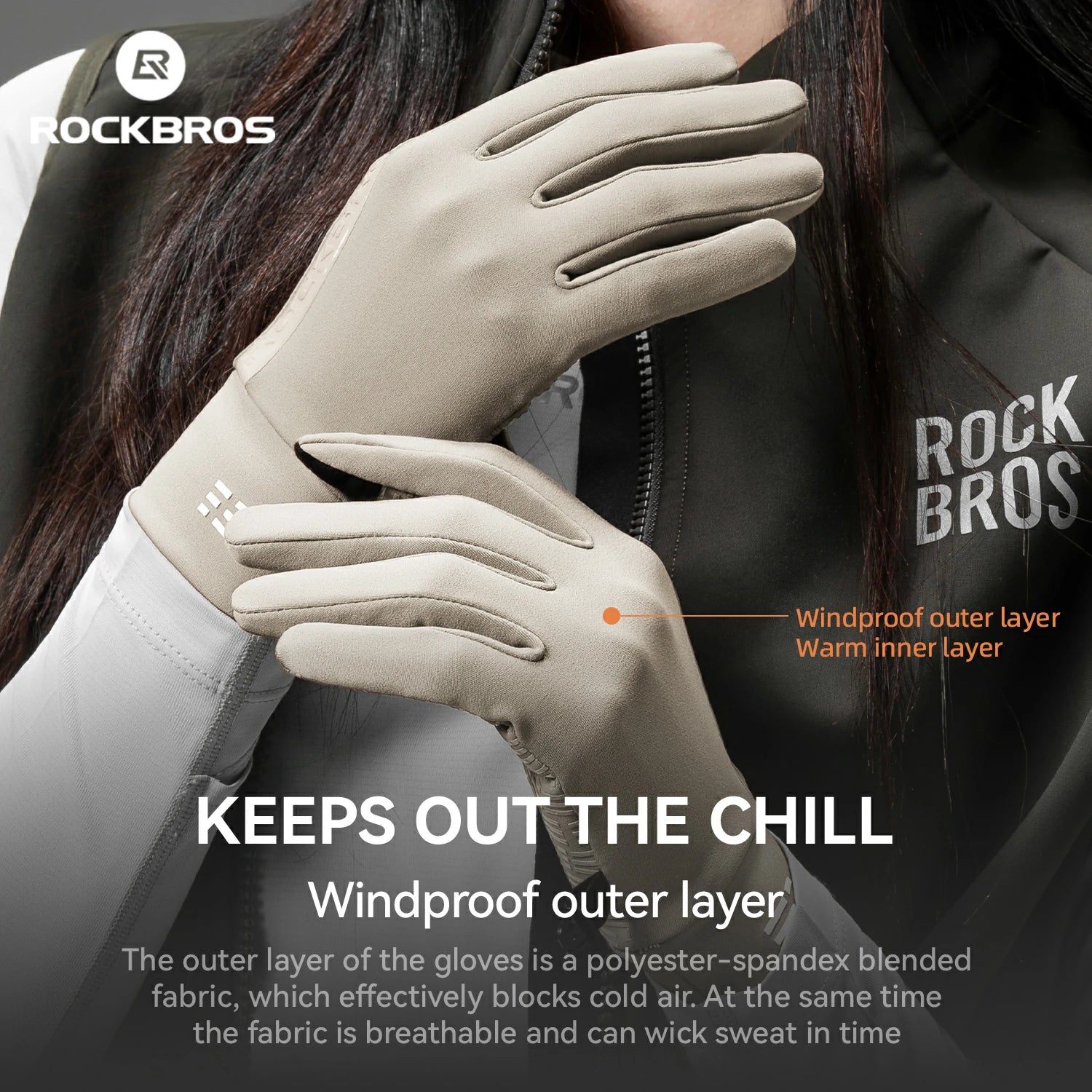 Graphene winter cycling gloves anti-slip palm