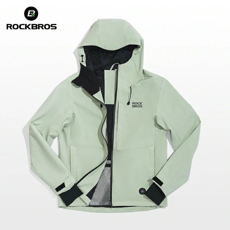 Light green jacket with black accents on a white background, featuring the RockBros brand. #Color_green