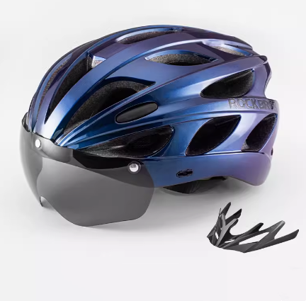 ROCKBROS Lightweight Cycling Helmet with Removable Goggles  Sun Visor