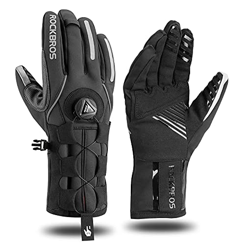 ROCKBROS Winter Gloves for Men Full Finger Touchscreen Cycling Gloves for Hiking Motorcycle, US-S