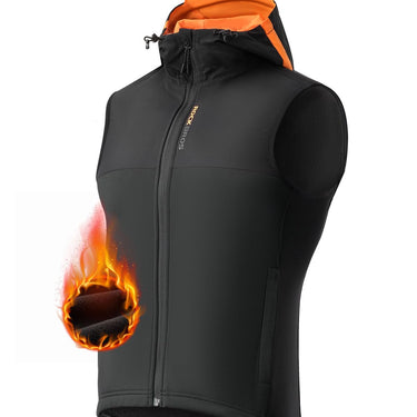 ROCKBROS Men's Winter Cycling Vest, Fleece-Lined, Windproof, Warm Sleeveless Jacket