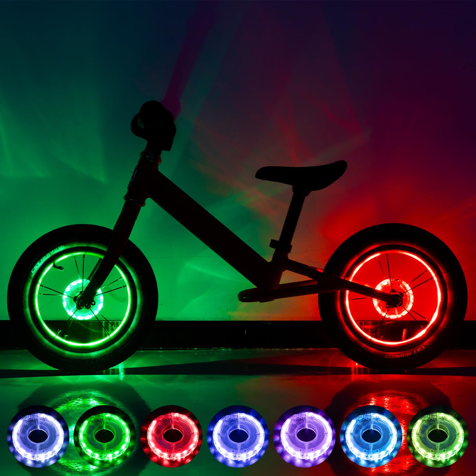 8 Lumières LED Pour Valves De Pneus Vélo - Imperméables, 7 Couleurs, Sécurité Nocturne