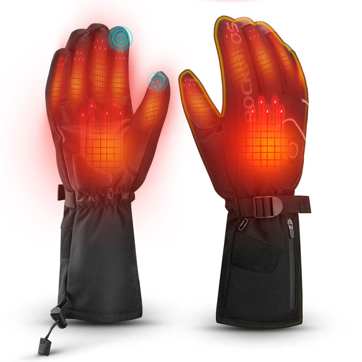 battery heated bicycle gloves ROCKBROS Heated Gloves, Rechargeable Winter Touchscreen Gloves for Cycling, Skiing, Motorcycling, XL