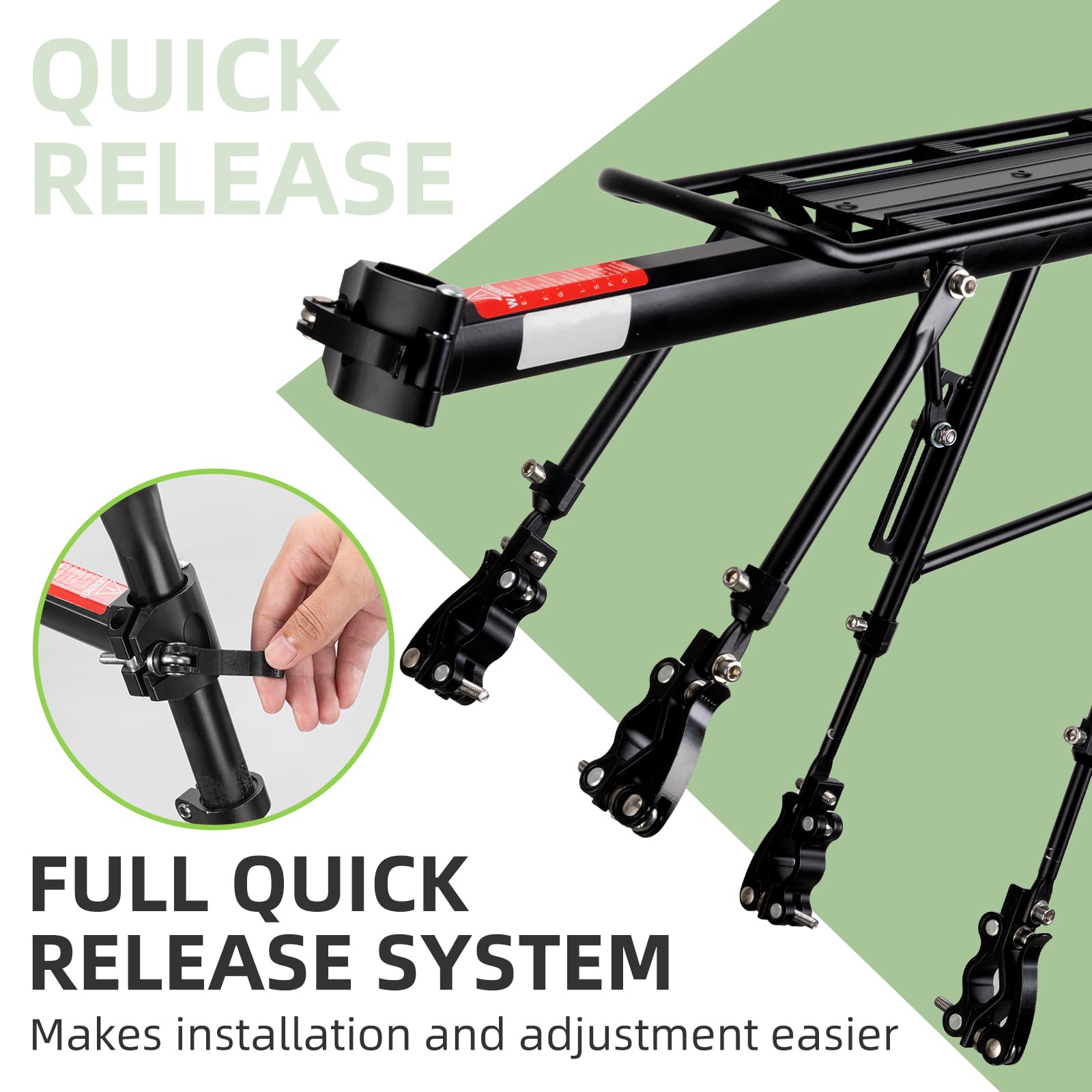 Rockbros Bike Rack Rear ROCKBROS Quick Release Rear Bike Cargo Rack, 55LB Capacity for 26”-29 ...