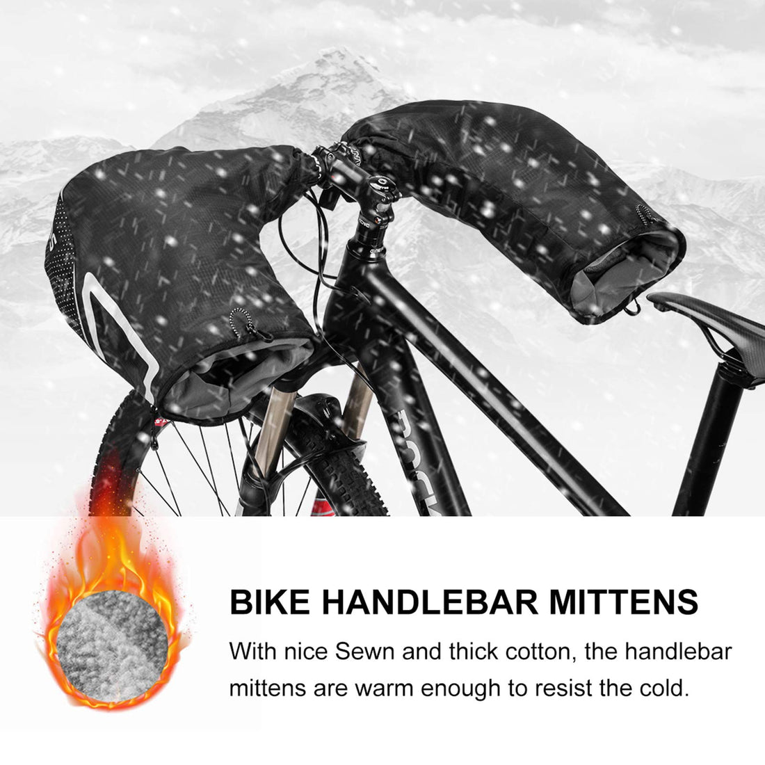 ROCKBROS Winter Handlebar Mittens - Extreme Cold Weather MTB Fat Bike Pogies