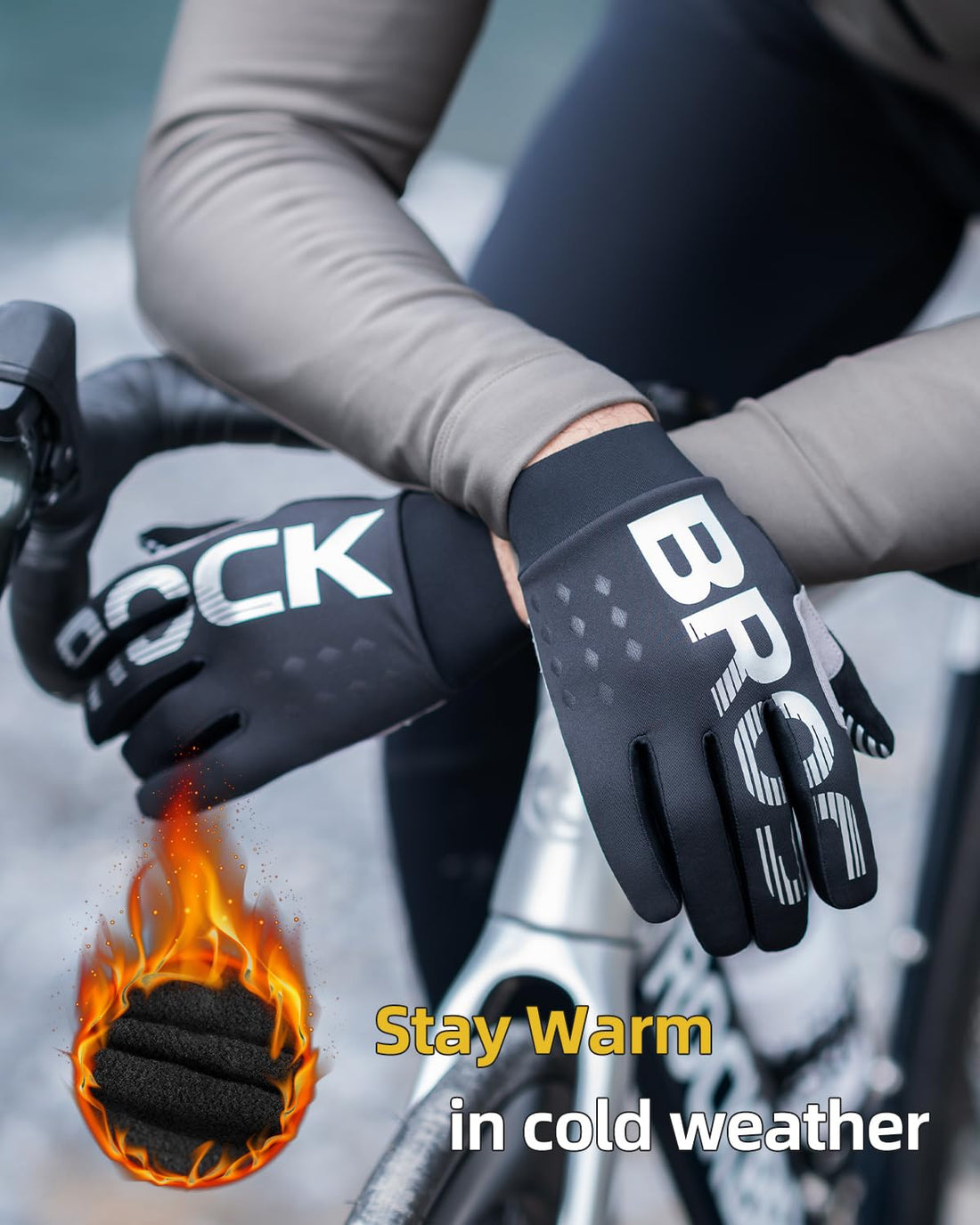 ROCKBROS Full Finger Cycling Gloves, Motorcycle Mountain Bike Gloves for Men