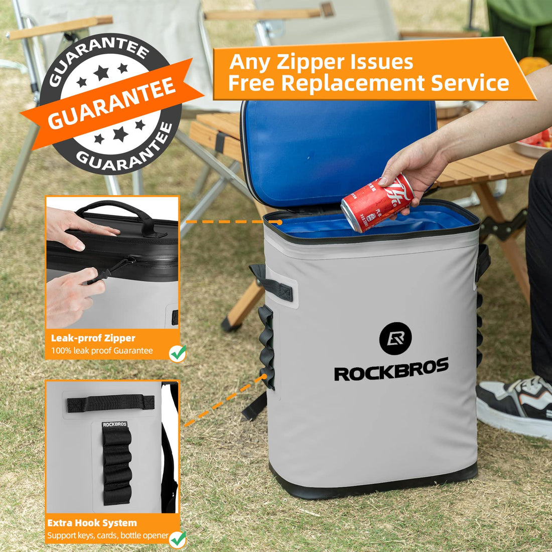 ROCKBROS Soft Cooler Waterproof 30 Can Insulated Leak Proof Soft Backpack