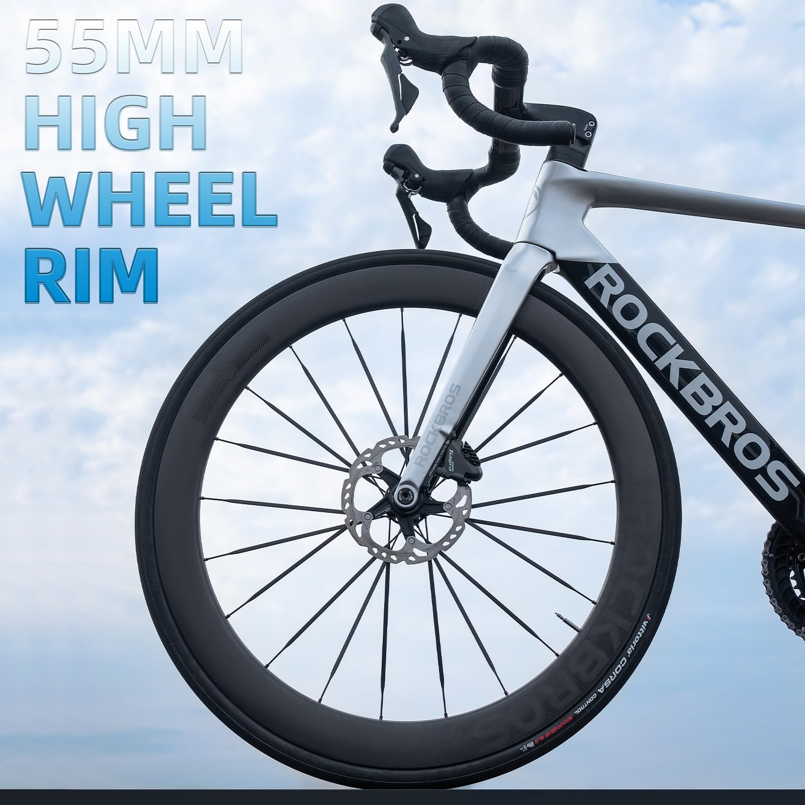ROCKBROS T700 Carbon Fiber Bike Wheels 700c  55 mm Disc Brake Wheelset - ROCKBROS