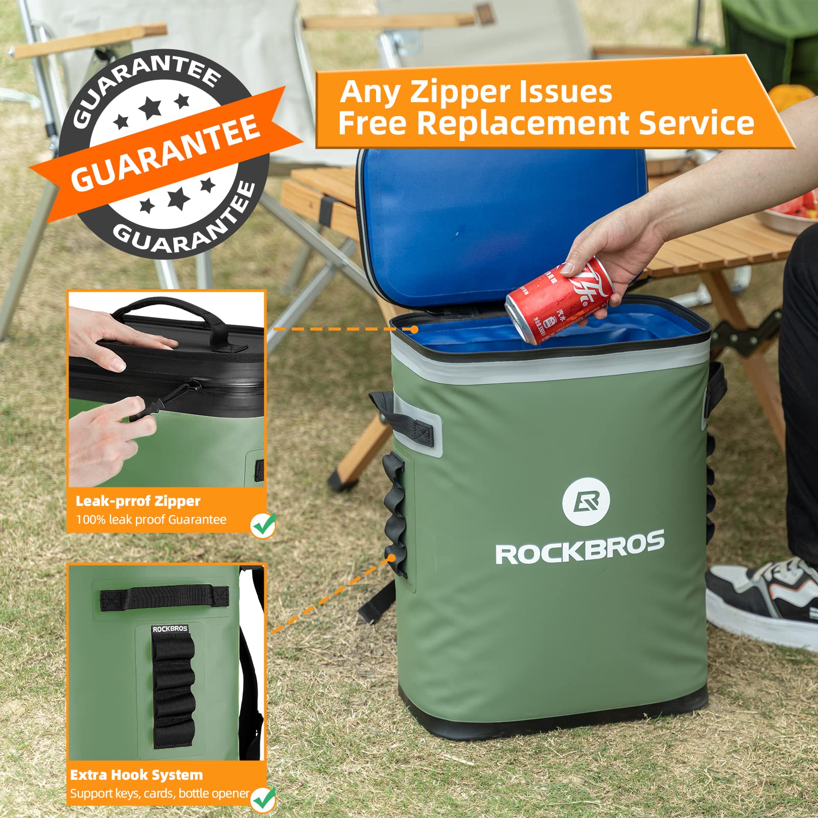 ROCKBROS Soft Cooler Waterproof 30 Can Insulated Leak Proof Soft Backpack - ROCKBROS