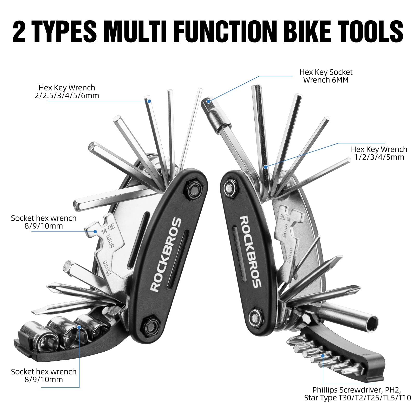 thumbnail image 2 of ROCKBROS 16-in-1 Folding Bicycle Multi-Tool – Compact Black Mini Tool For Emergency Roadside Repairs 2 of 6
