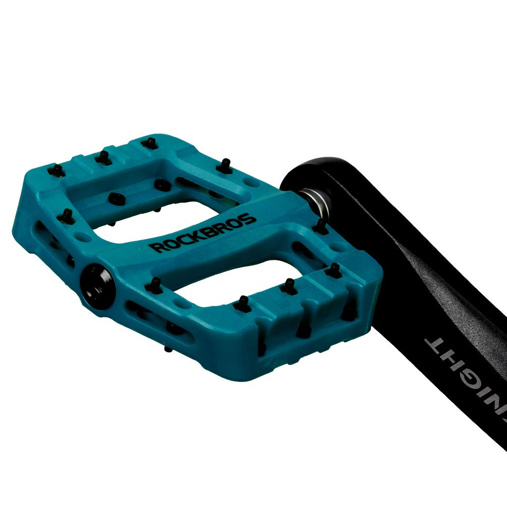 Harrianna Mountain Bike Pedals - Lightweight Nylon Platform With 16 Anti-Skid Pins, 9/16" Spindle