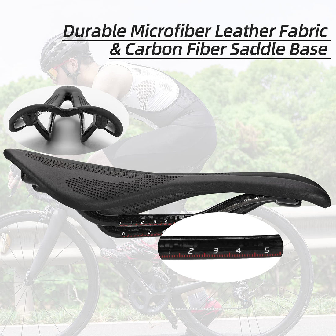 ROCKBROS Carbon Fiber Bike Saddle Lightweight Shock-Absorbing Comfort for Men Women"