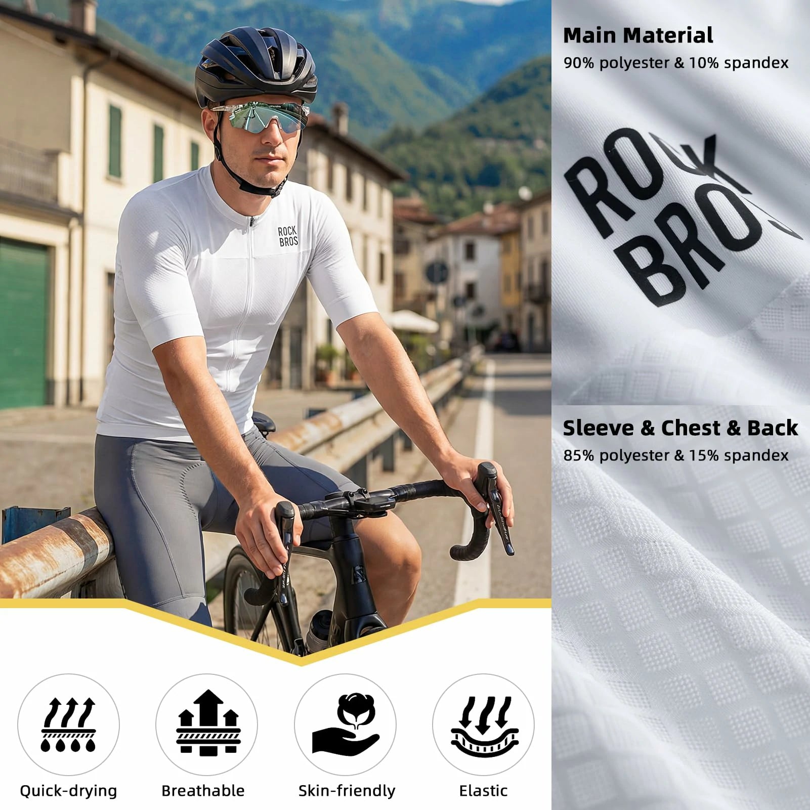 ROCKBROS Men's Quick Dry Cycling Jersey with 3 Pockets
