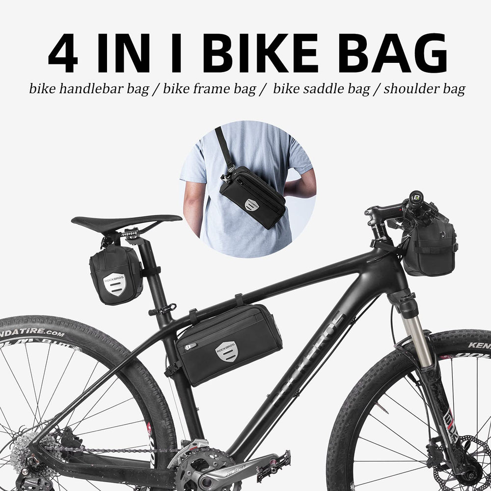 ROCKBROS 2.8L Bike Handlebar Front Frame Bag with Removable Shoulder Strap