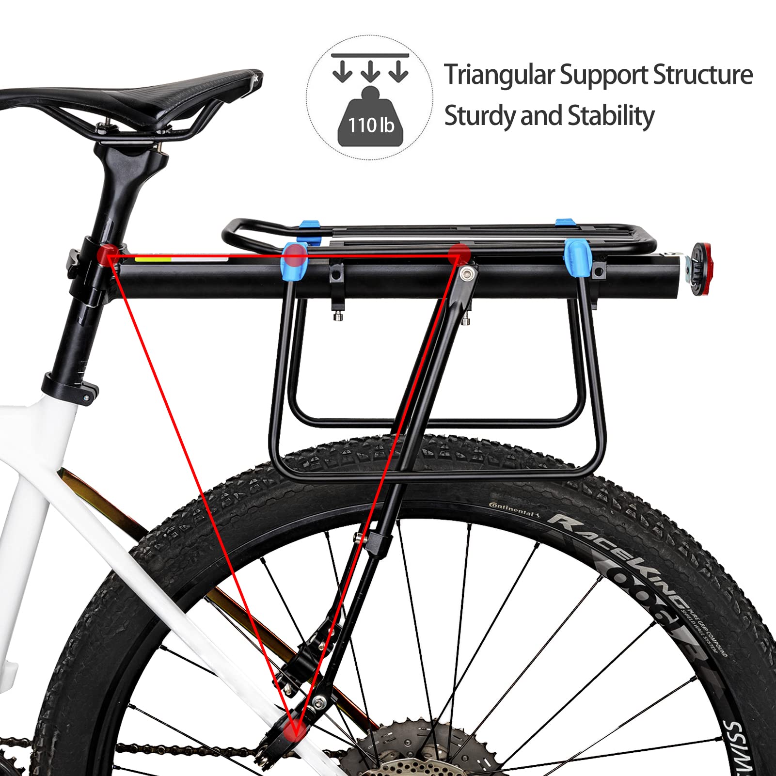 ROCKBROS Quick Release Rear Bike Rack, Aluminum Alloy Cargo Rack for M ...