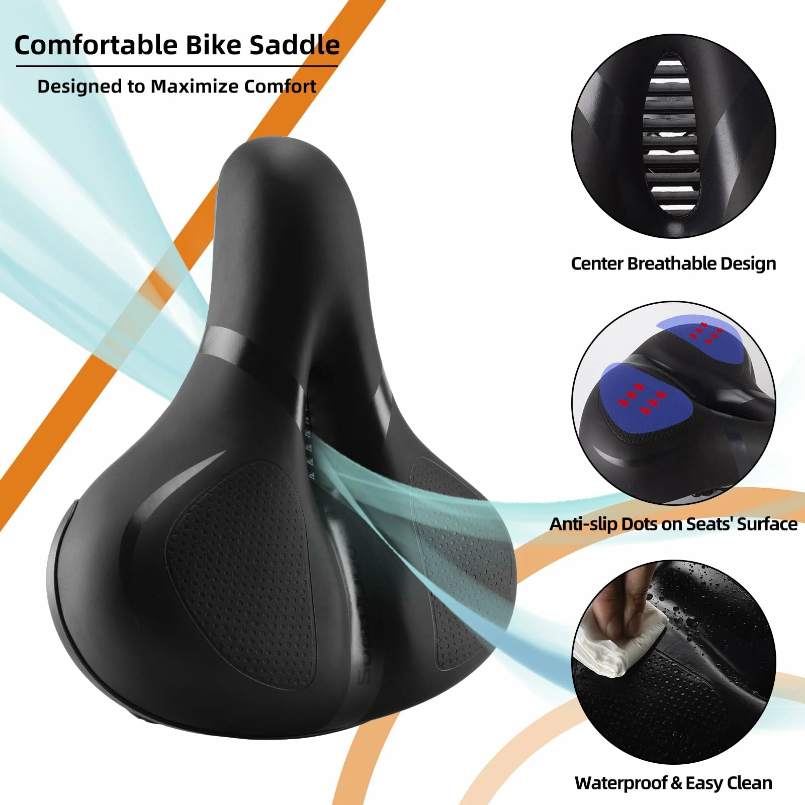 ROCKBROS Comfort Bike Saddle Memory Foam Shock Absorbing Seat