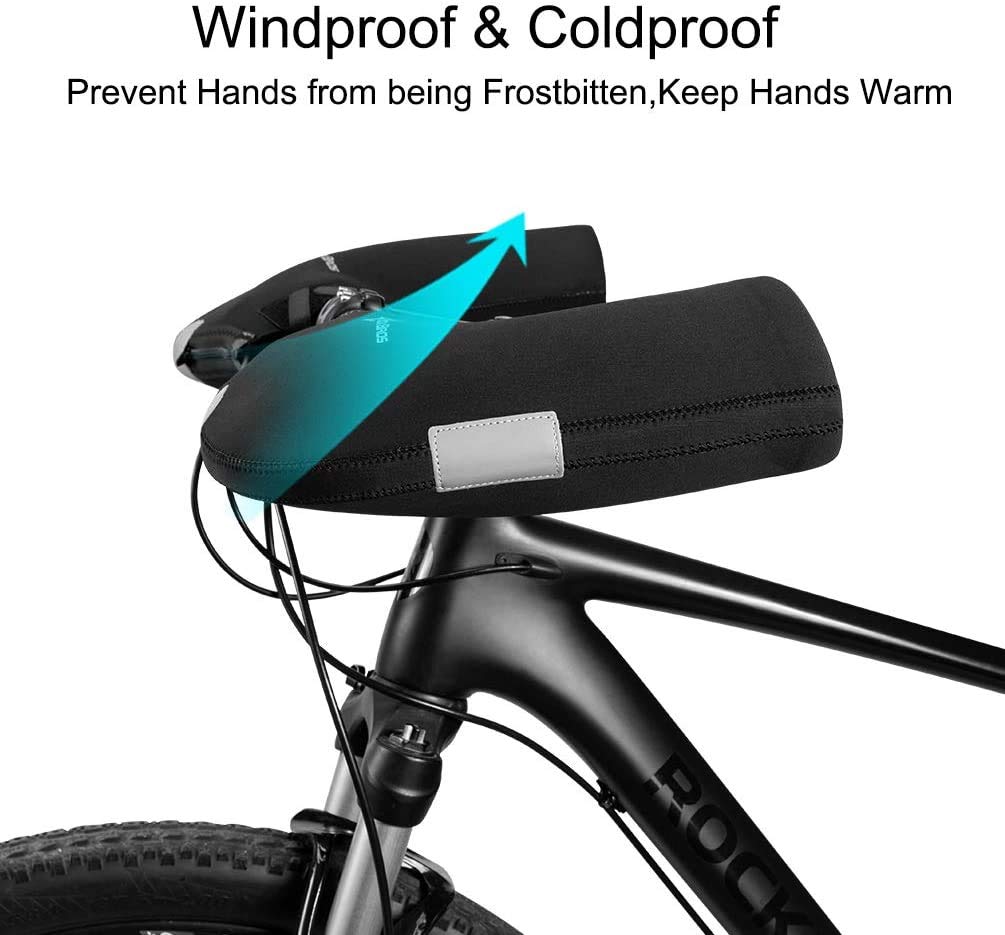 ROCKBROS Winter Bike Handlebar Mittens - Windproof Thermal Pogies for MTB - ROCKBROS