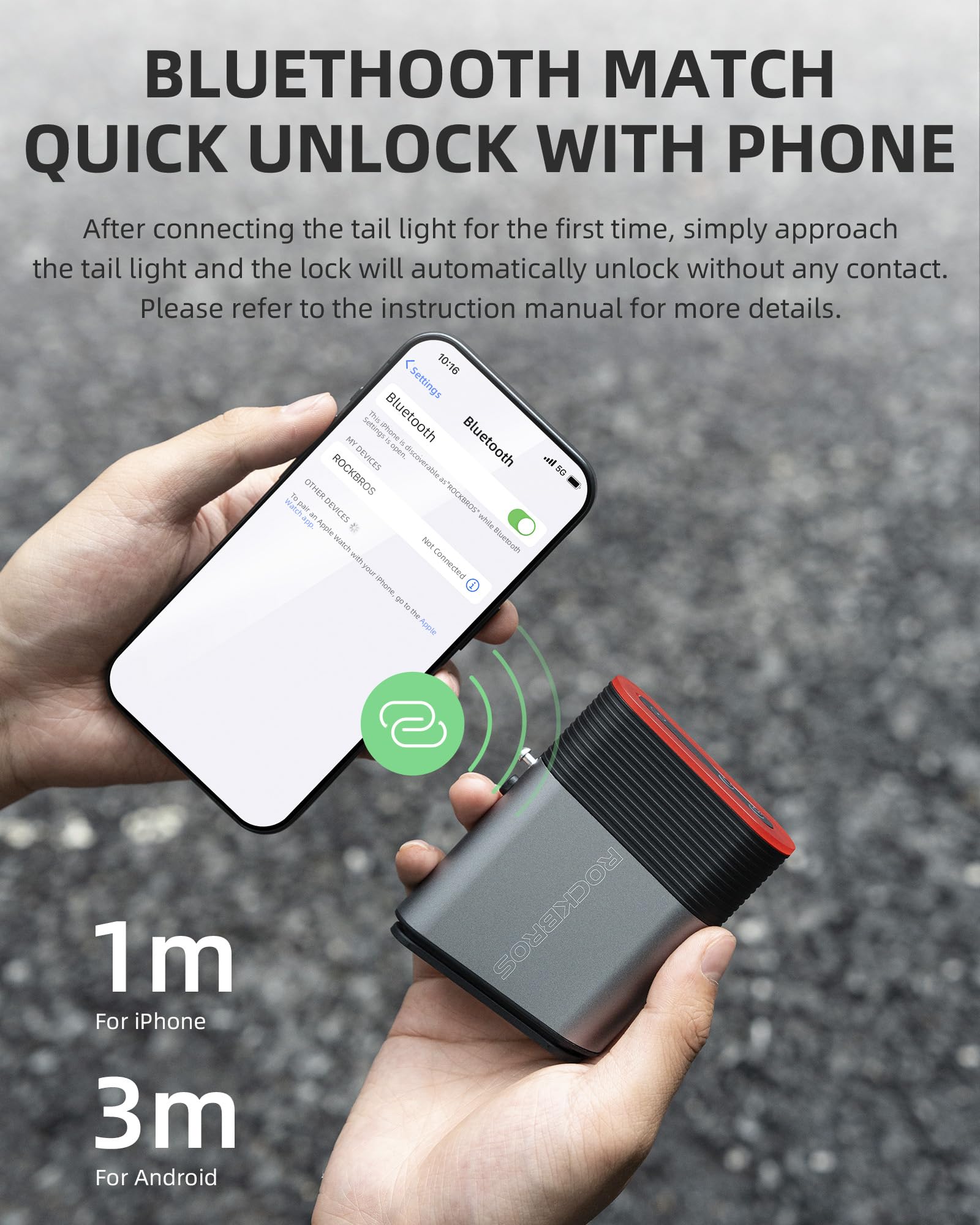 ROCKBROS Smart Bluetooth Lock Light Brake Sensing 5 Modes Diurnal Light - ROCKBROS