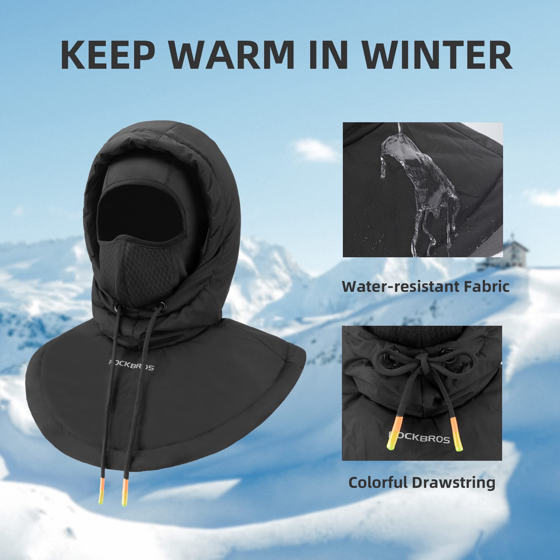 ROCKBROS Ski Mask for Men Women Winter Balaclava Ski Mack Thermal Fleece - ROCKBROS