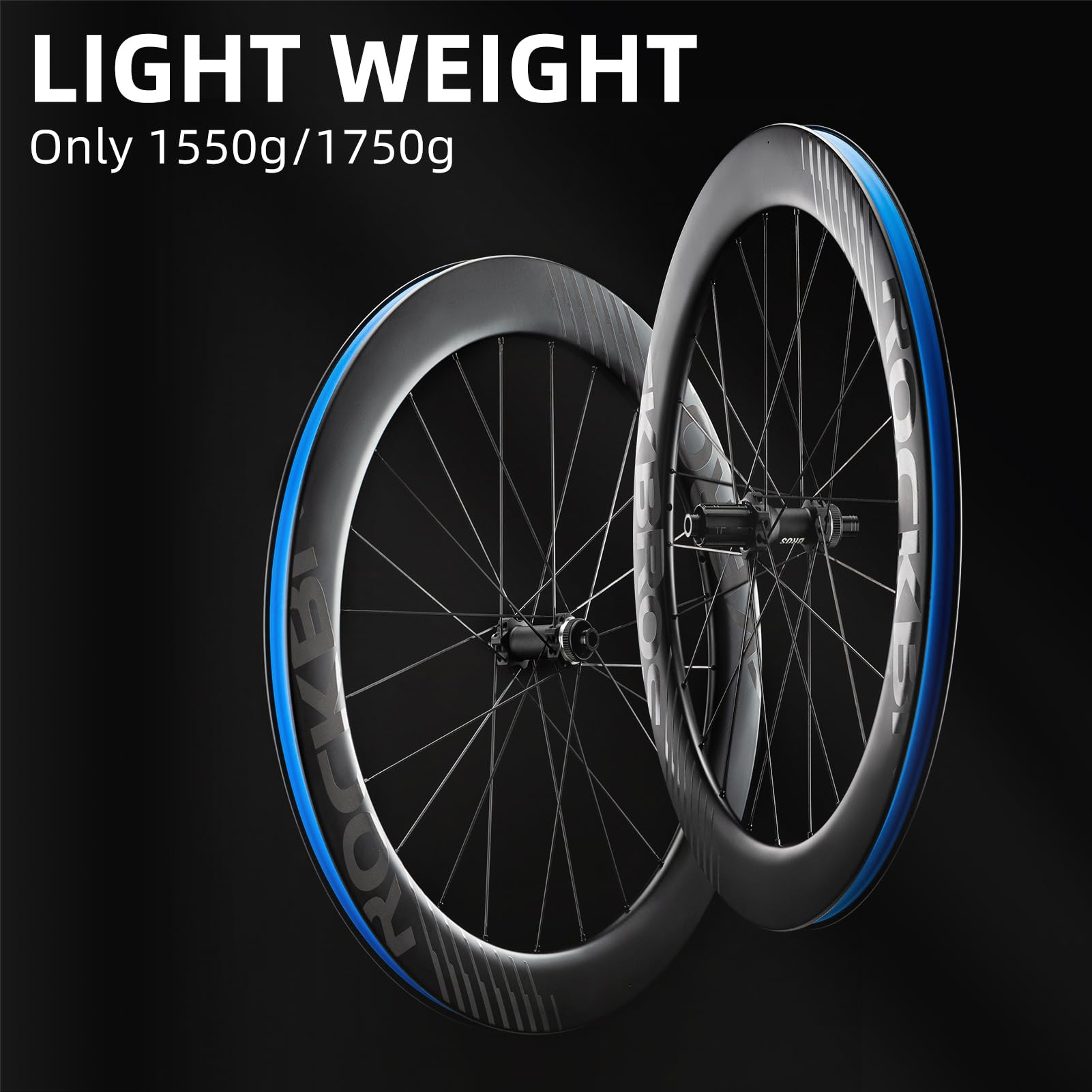 Cubic Disc Rim ROCKBROS Bike Wheels 700c Carbon Fiber Disc Rim 38/50/65 mm Road Bike ...