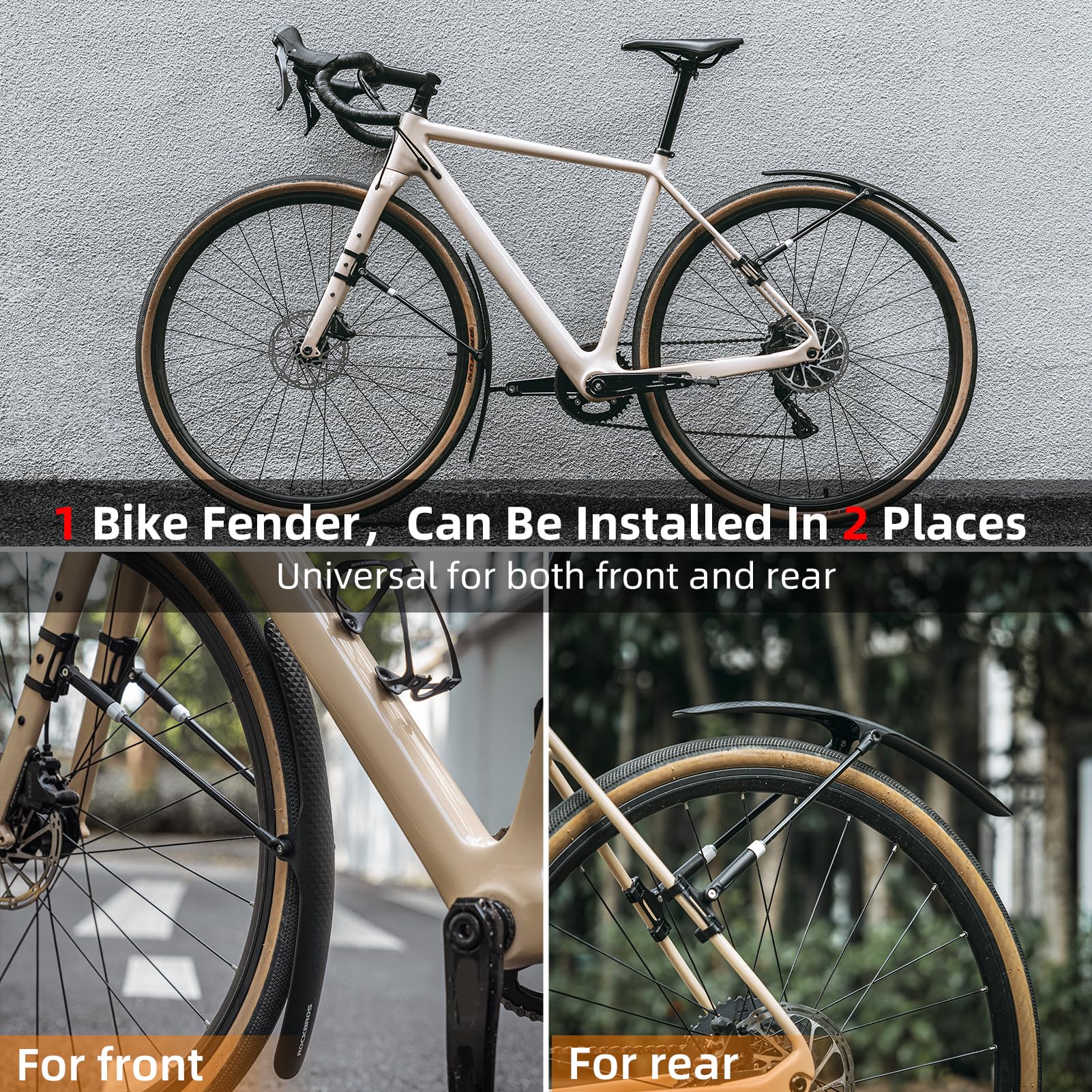 ROCKBROS Adjustable Bike Fenders Set for Road Bikes Easy Install - ROCKBROS