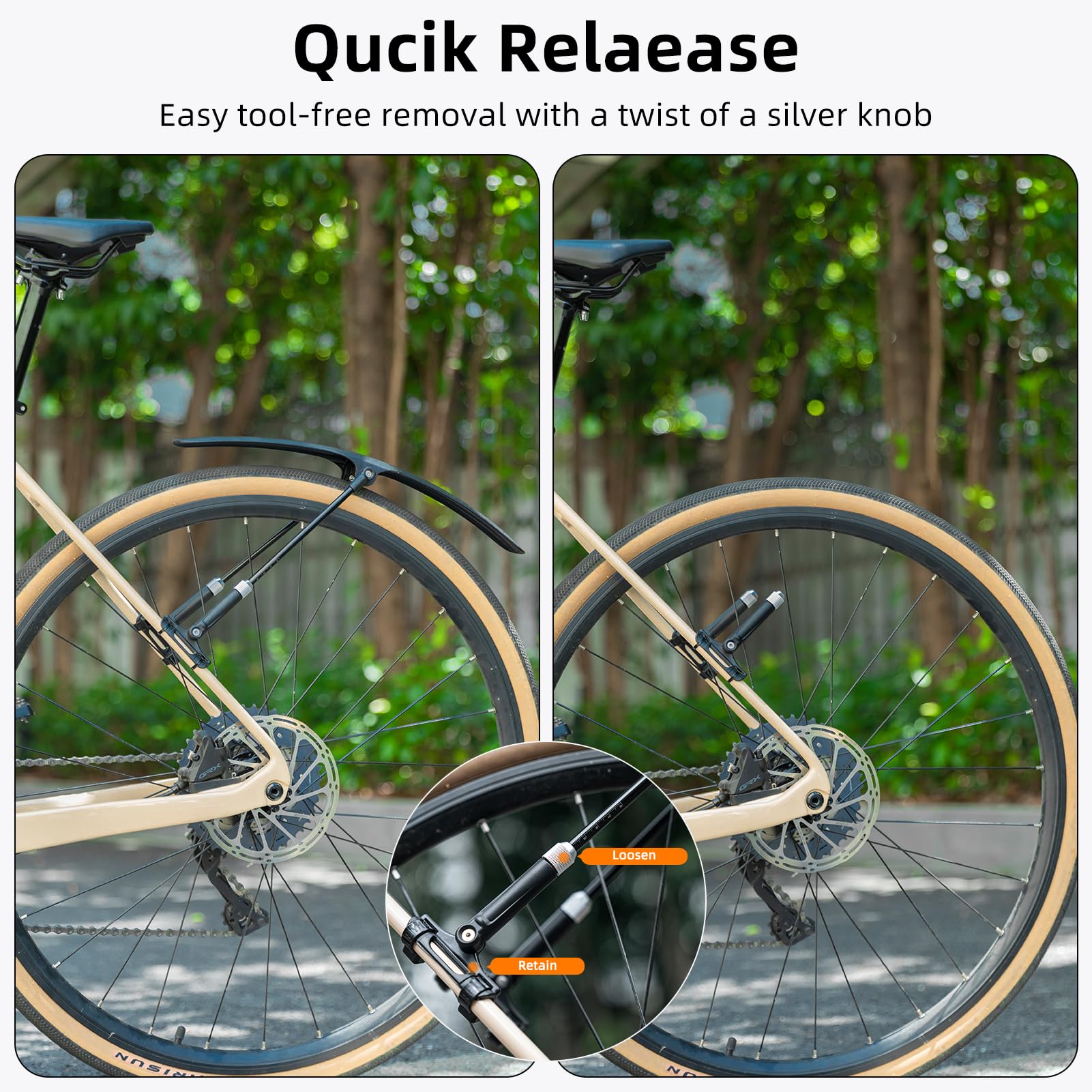 ROCKBROS Adjustable Bike Fenders Set for Road Bikes Easy Install - ROCKBROS