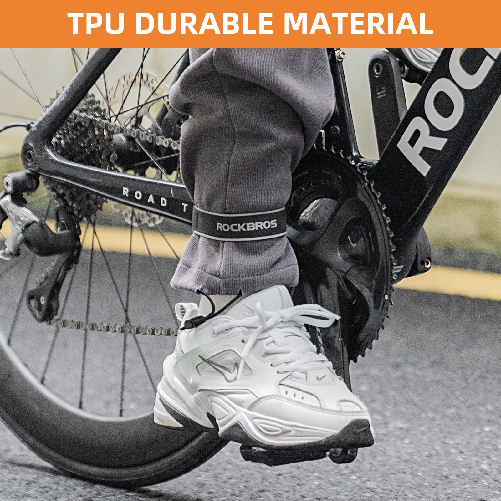 ROCKBROS Reflective Cycling Ankle Bands - Adjustable Pant Leg Straps