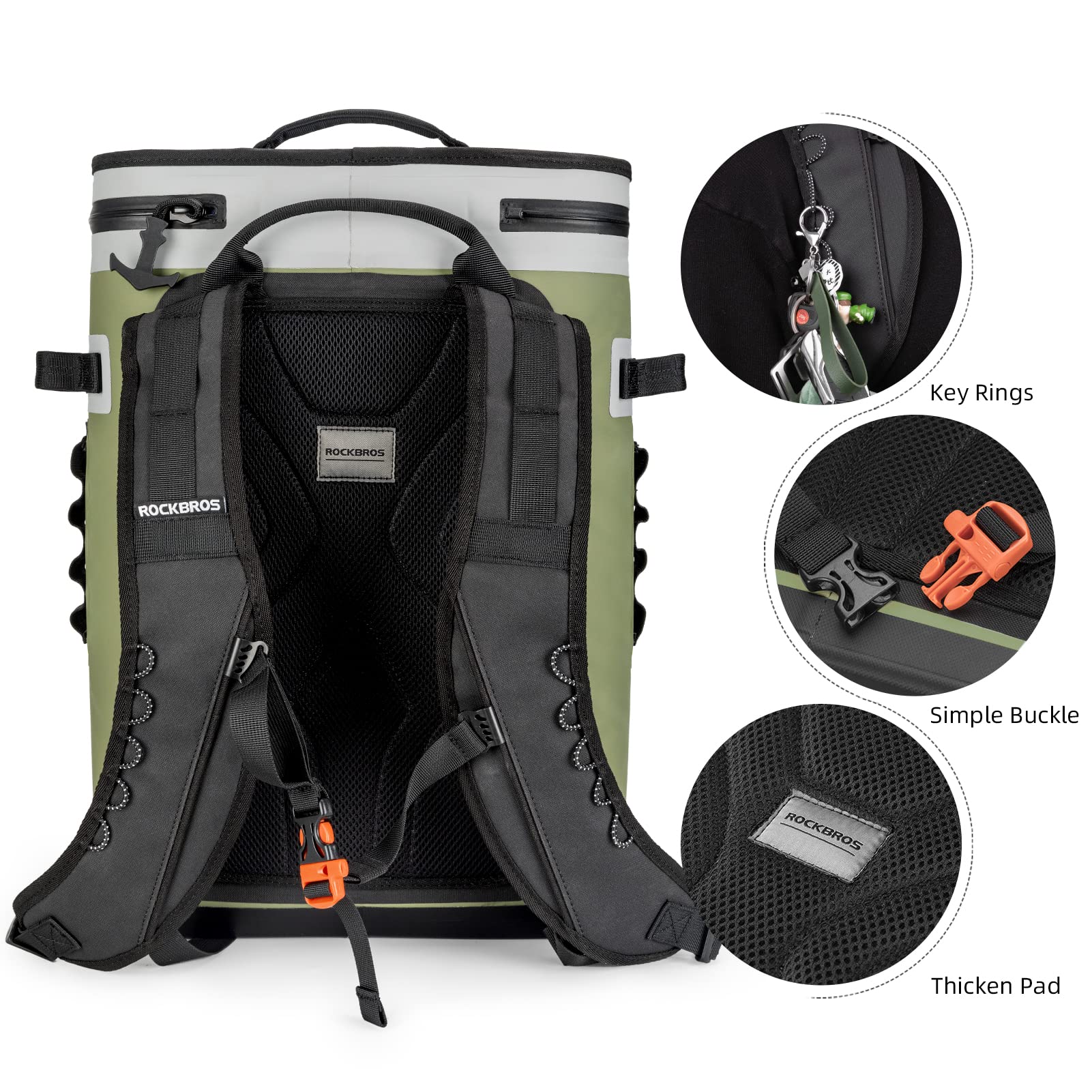 ROCKBROS Soft Cooler Waterproof 30 Can Insulated Leak Proof Soft Backpack - ROCKBROS