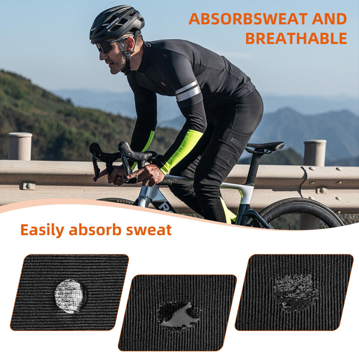 bike helmet sweat ROCKBROS Thermal Compression Arm Warmers for Men, Cycling Arm Sleeves