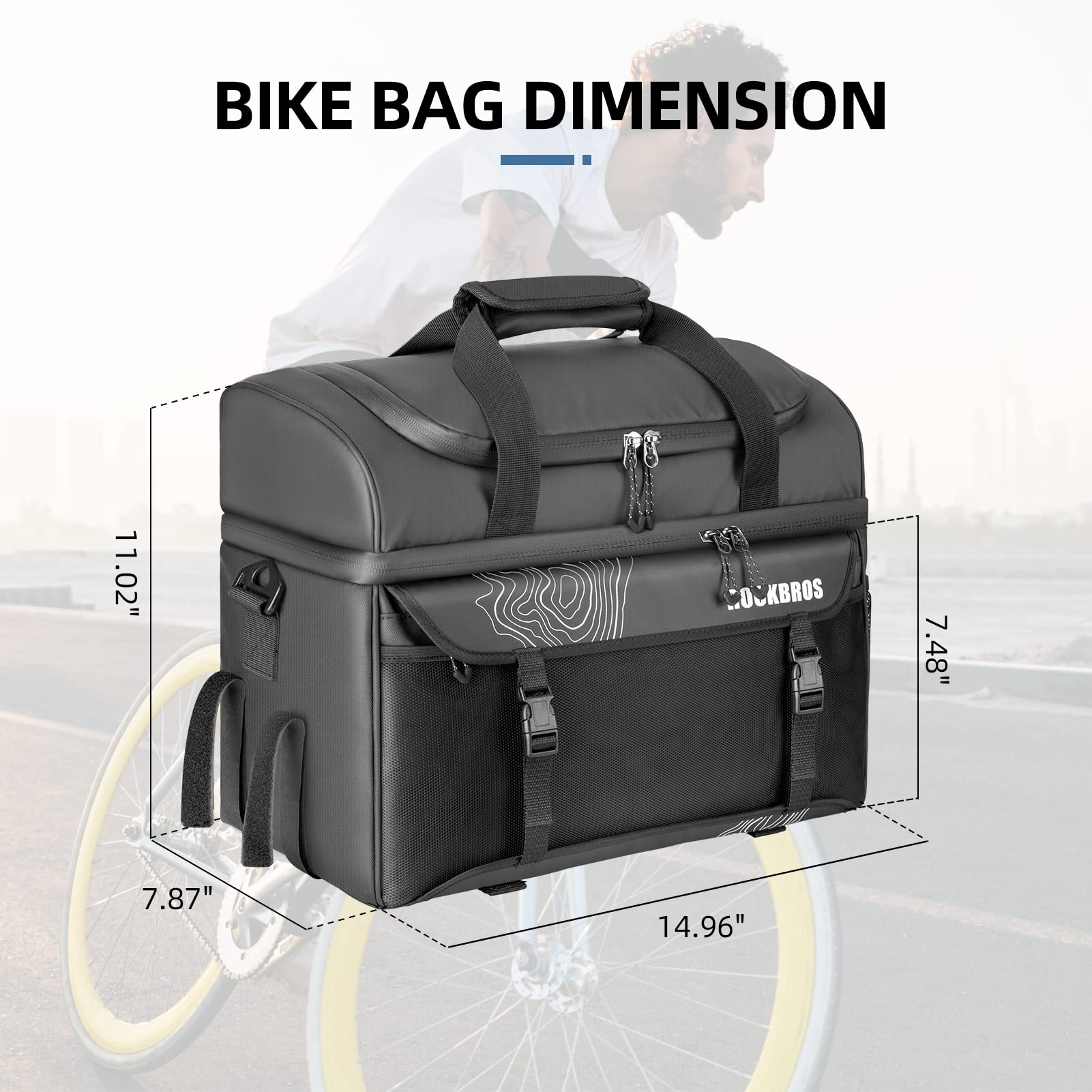 ROCKBROS Bike Trunk Cooler Bag Bicycle Rack Rear Seat Carrier Insulated Panniers 11L
