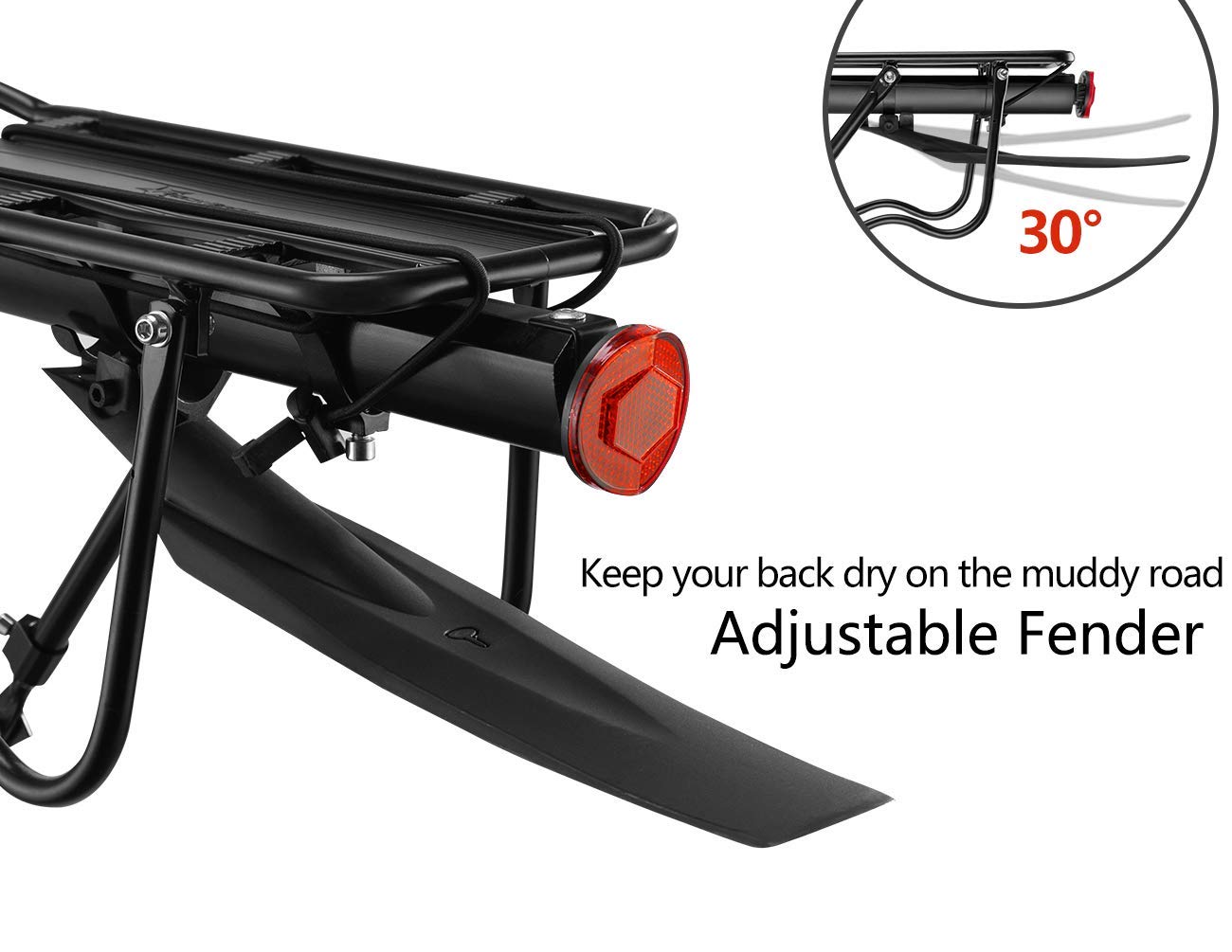Universal Bicycle Rear Cargo Rack - 110 Lbs Capacity Adjustable Bike Carrier