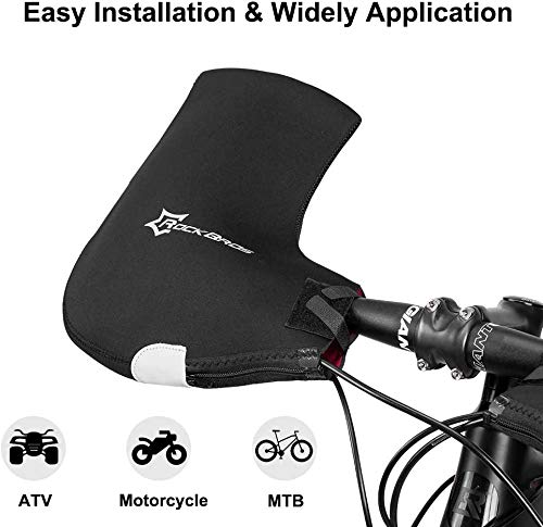 ROCKBROS Winter Bike Handlebar Mittens - Windproof Thermal Pogies for MTB - ROCKBROS