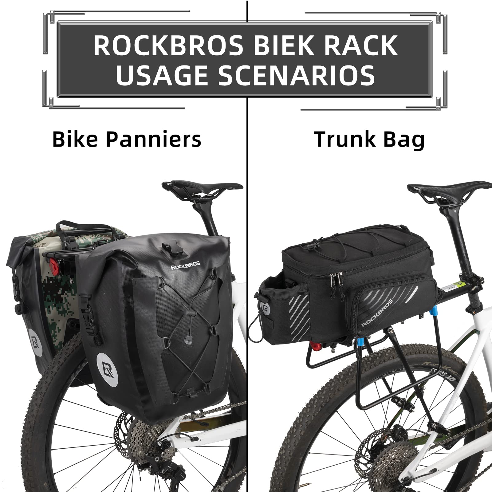 ROCKBROS Quick Release Rear Bike Rack, Aluminum Alloy Cargo Rack for Mountain Bikes