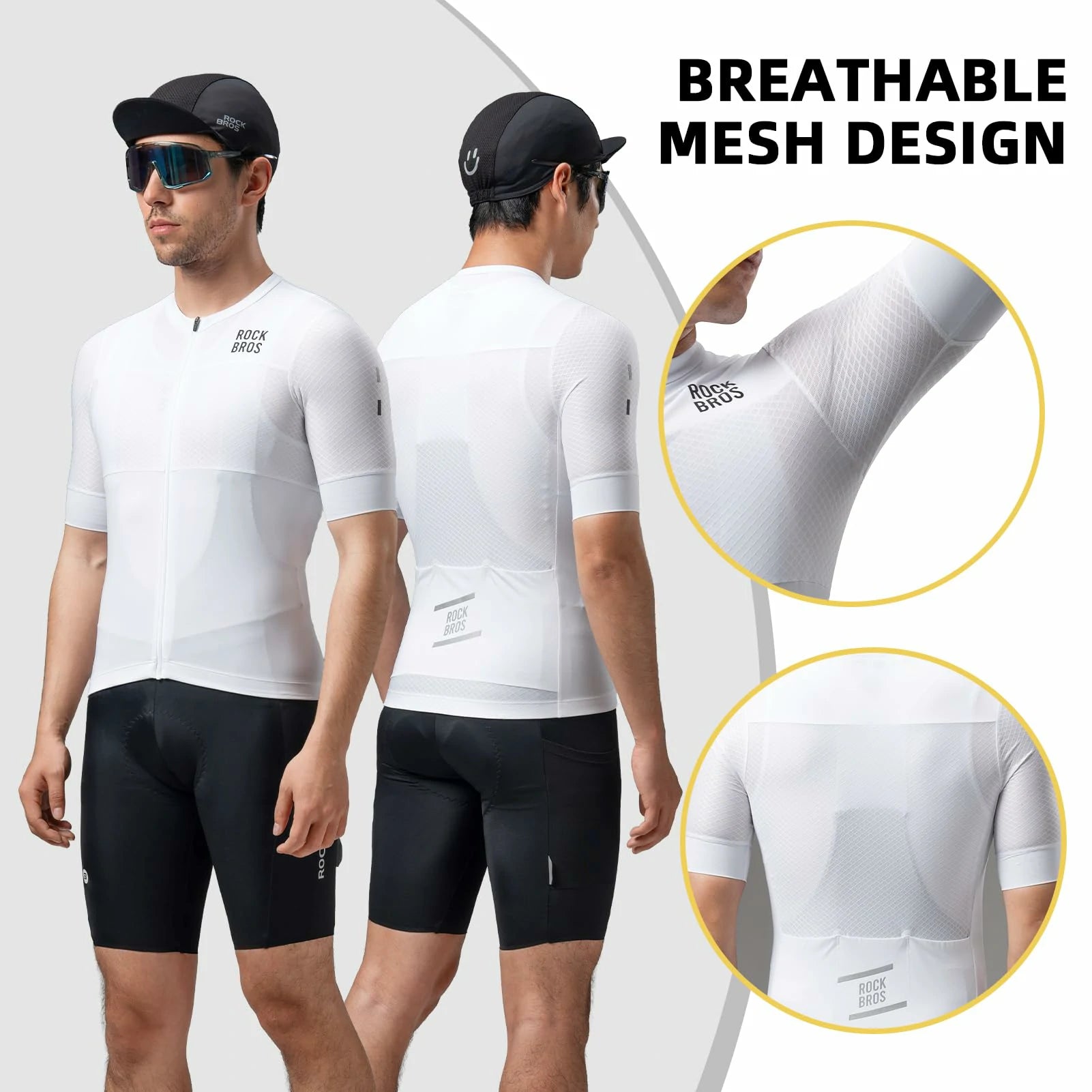 ROCKBROS Men's Quick Dry Cycling Jersey with 3 Pockets