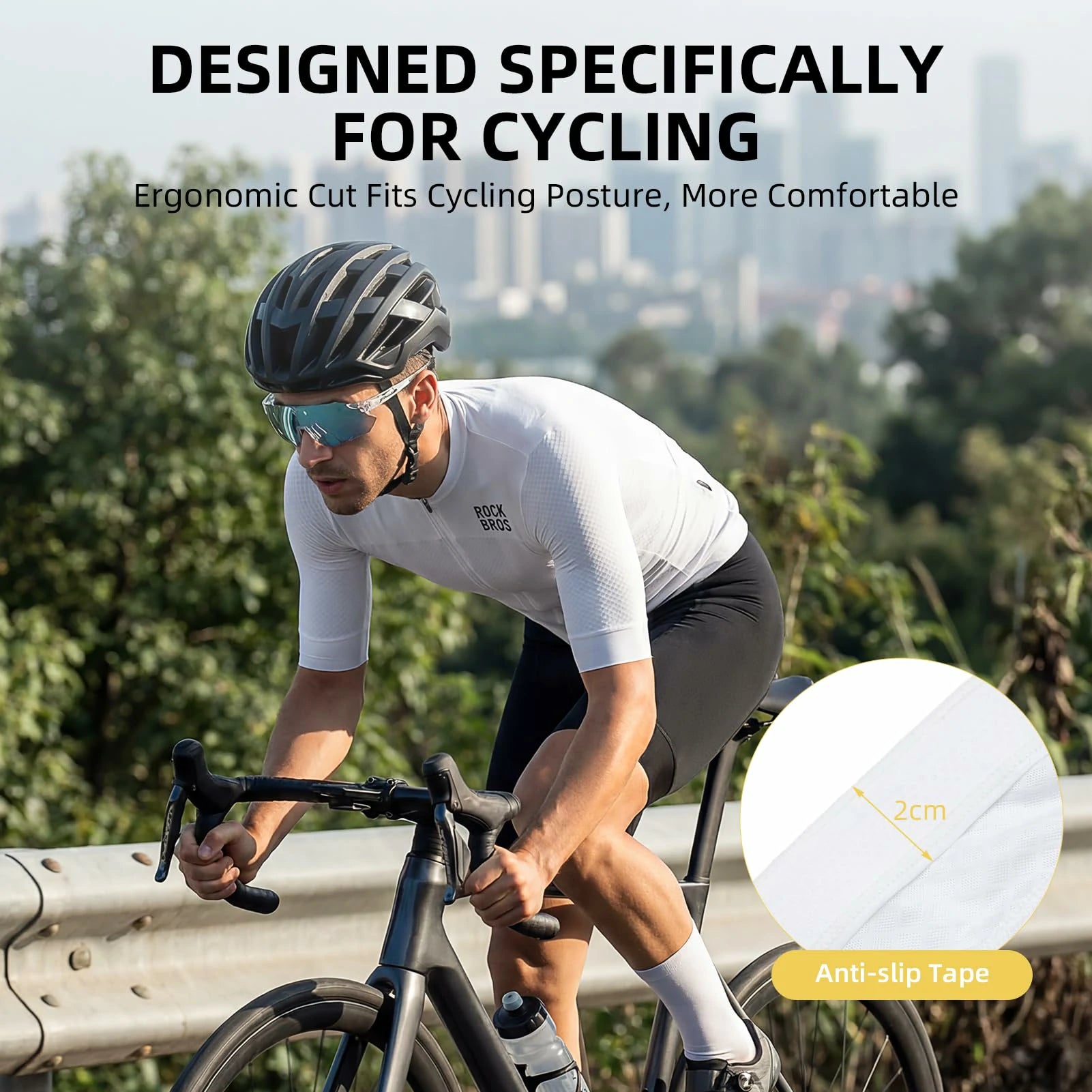 ROCKBROS Men's Quick Dry Cycling Jersey with 3 Pockets