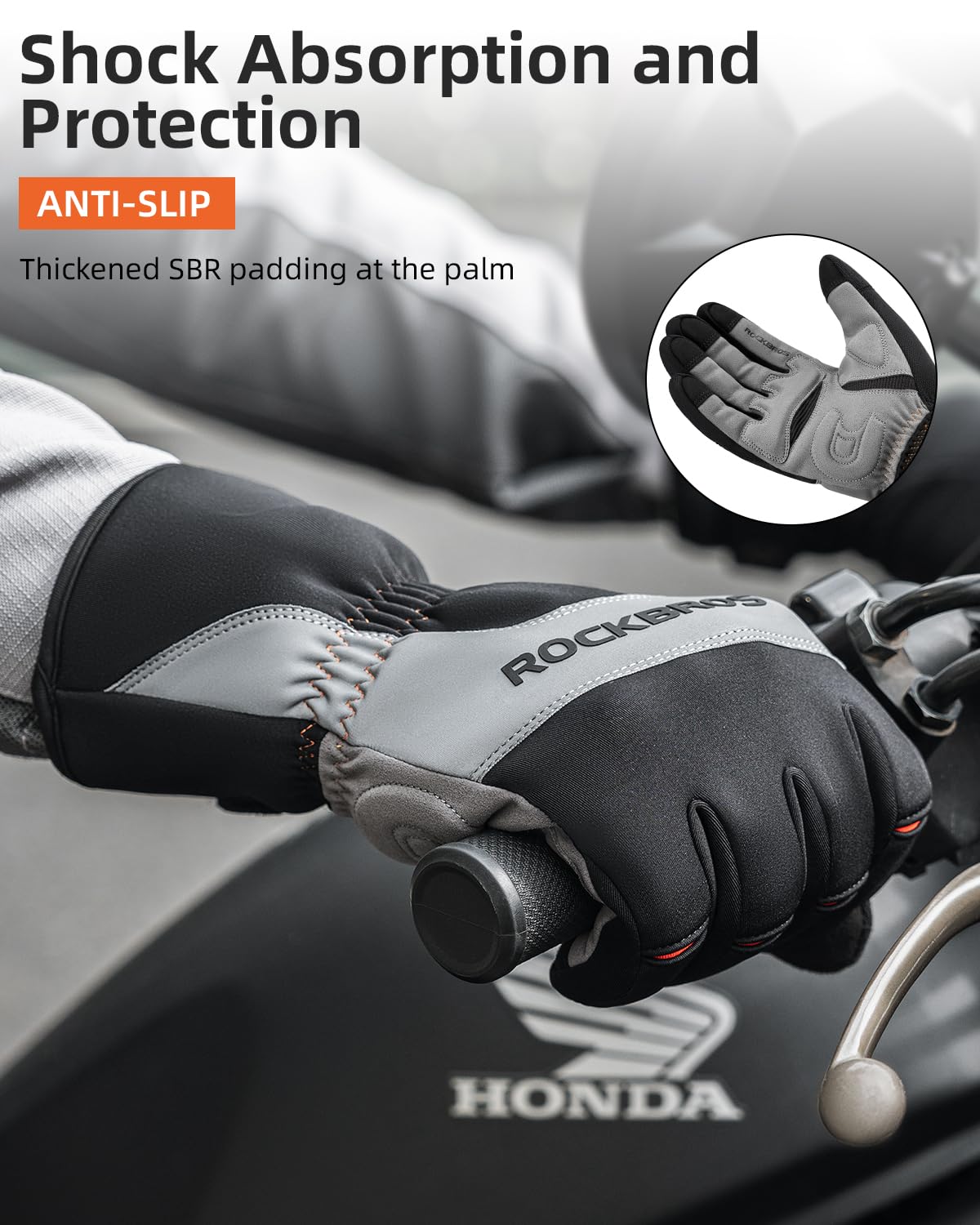 ROCKBROS Cycling Winter Bike Windproof Thermal Gloves with Touchscreen Fingers