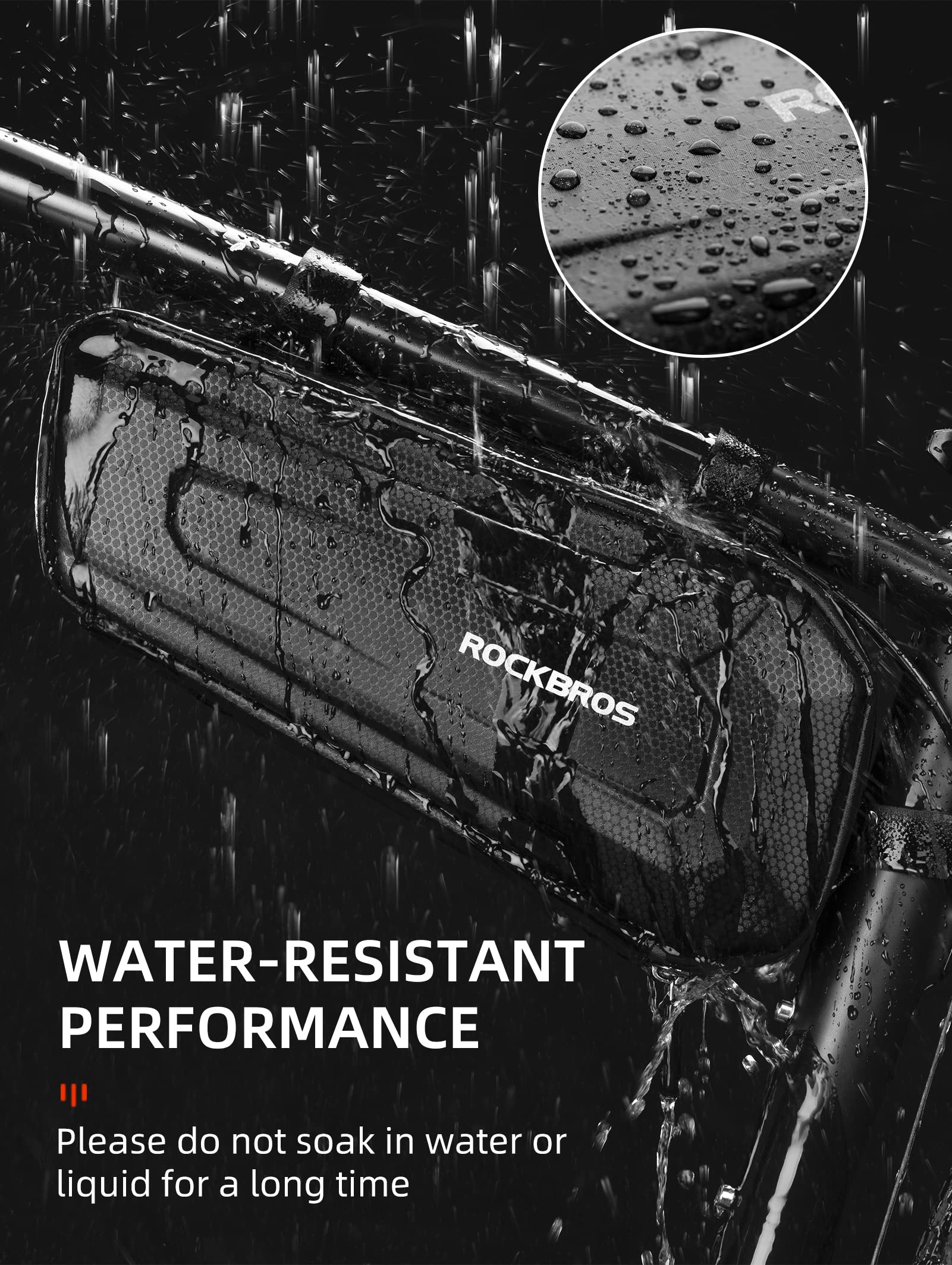 ROCKBROS 1.5L/2.5L Water-Resistant EVA Bike Frame Bag, Under Top Tube Triangle Storage - ROCKBROS