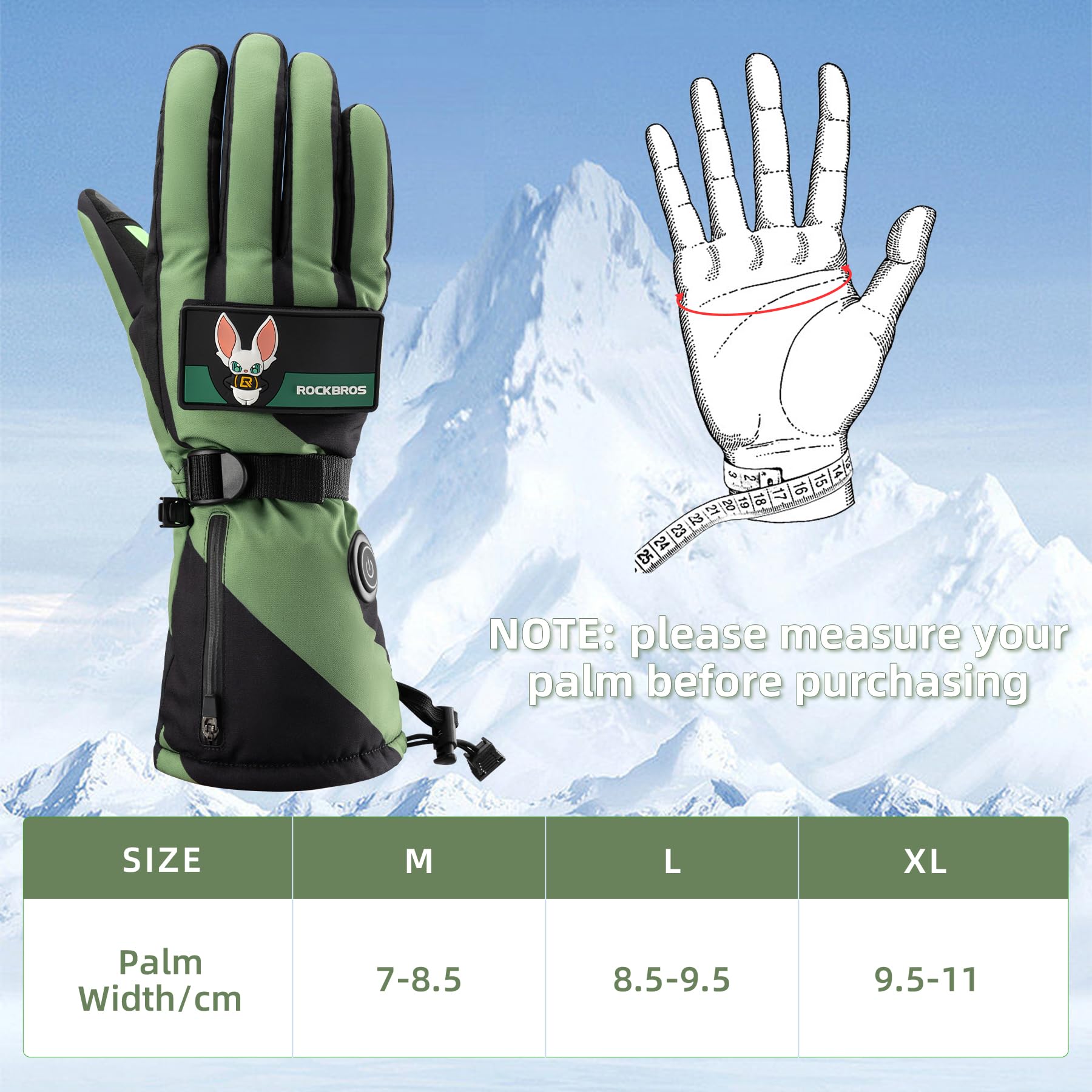 ROCKBROS Heated Gloves, Rechargeable Winter Touchscreen Hand Warmers for Men  Women