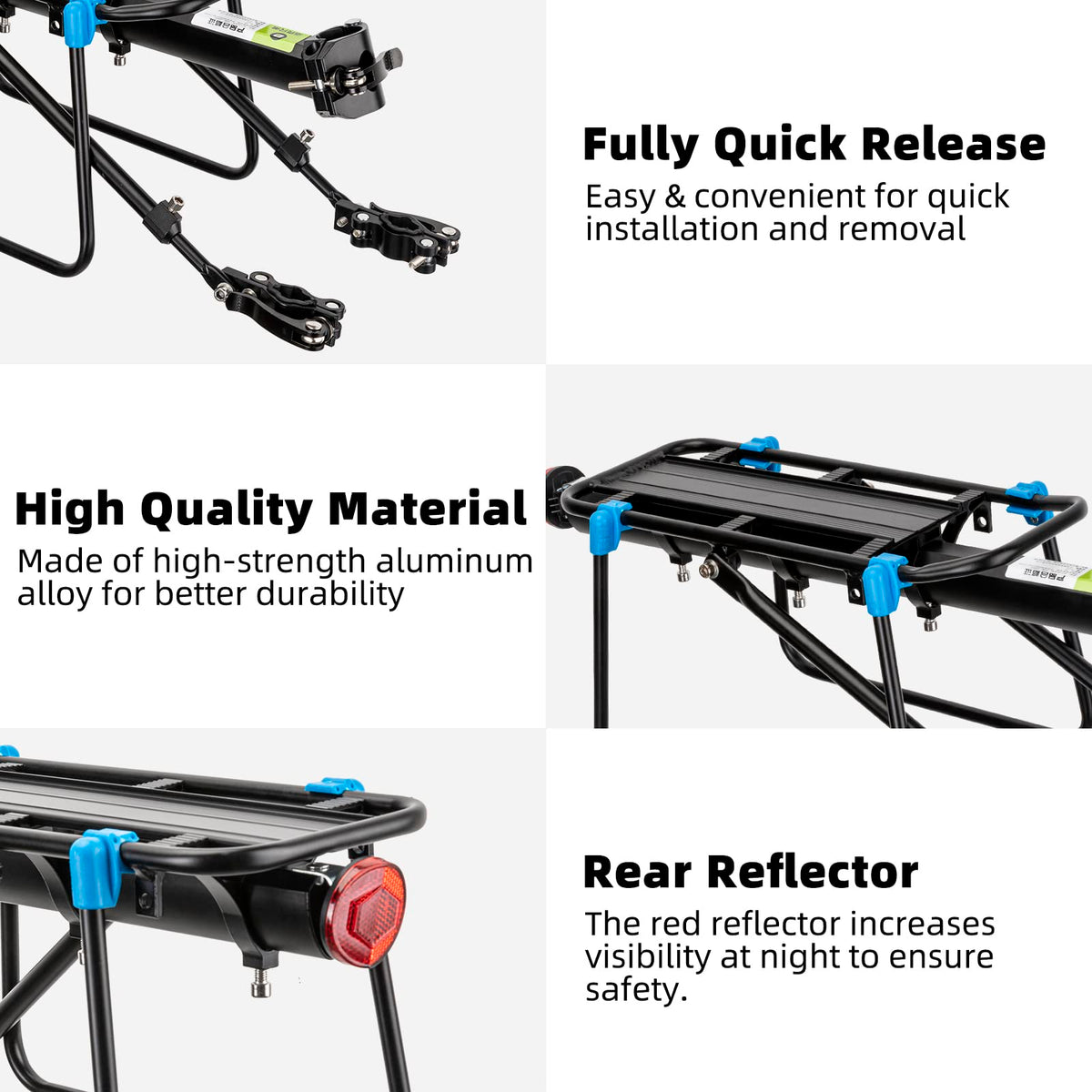 Quick-Release Rear Bike Rack for Heavy Loads