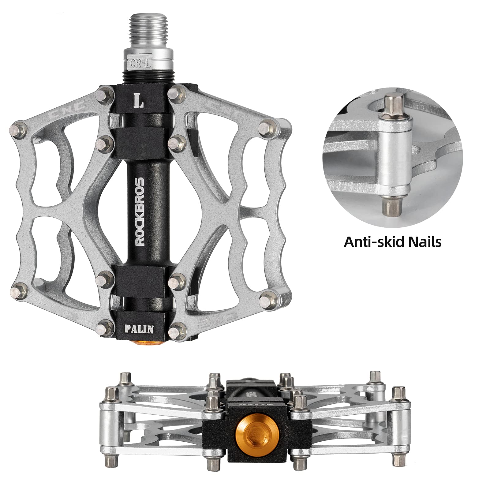 ROCKBROS Lightweight Aluminum Alloy Bike Pedals with Wide Platform Grip - ROCKBROS