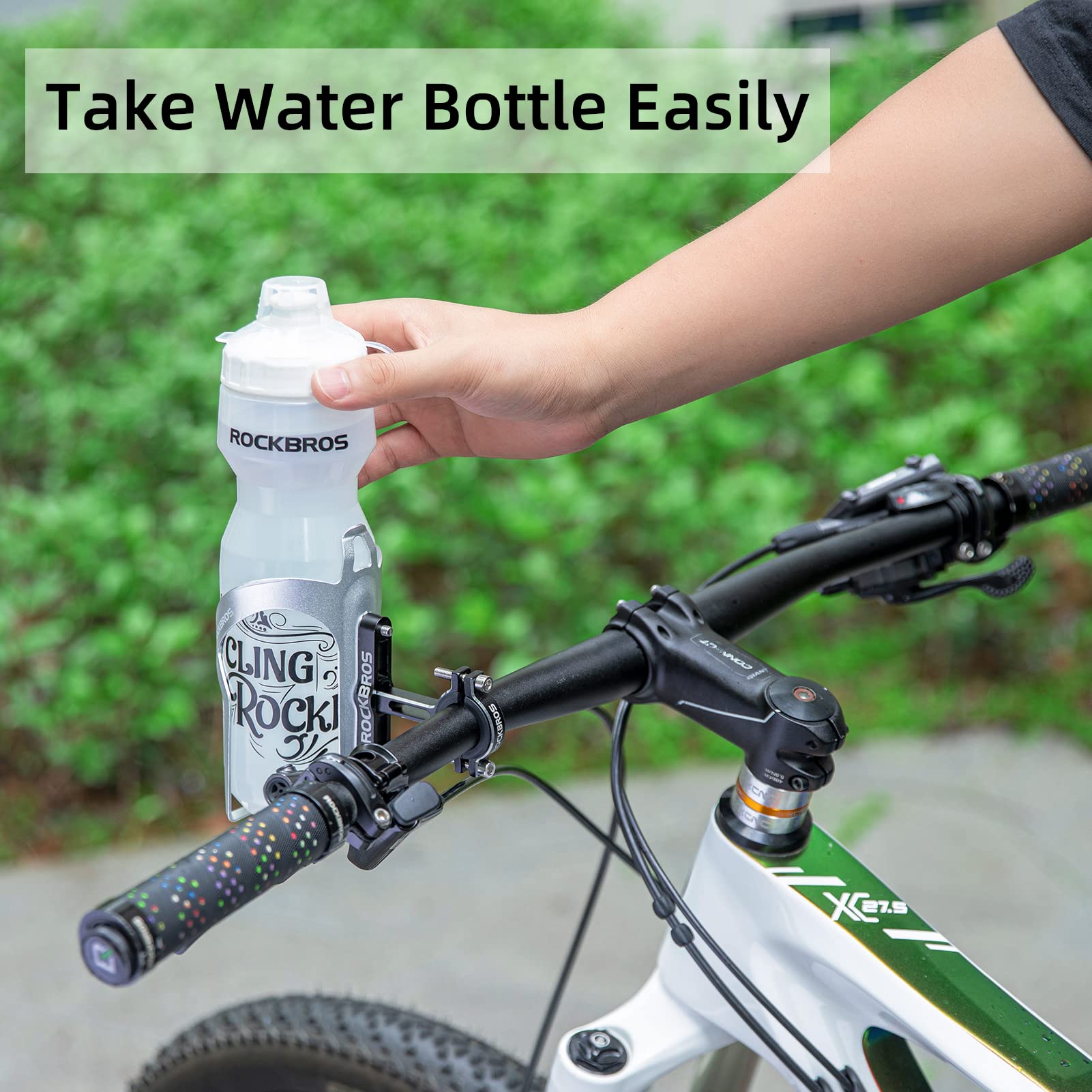 ROCKBROS 2-in-1 Bike Cup Holder Adjustable Bottle Cage for Handlebars & Seat Post - ROCKBROS