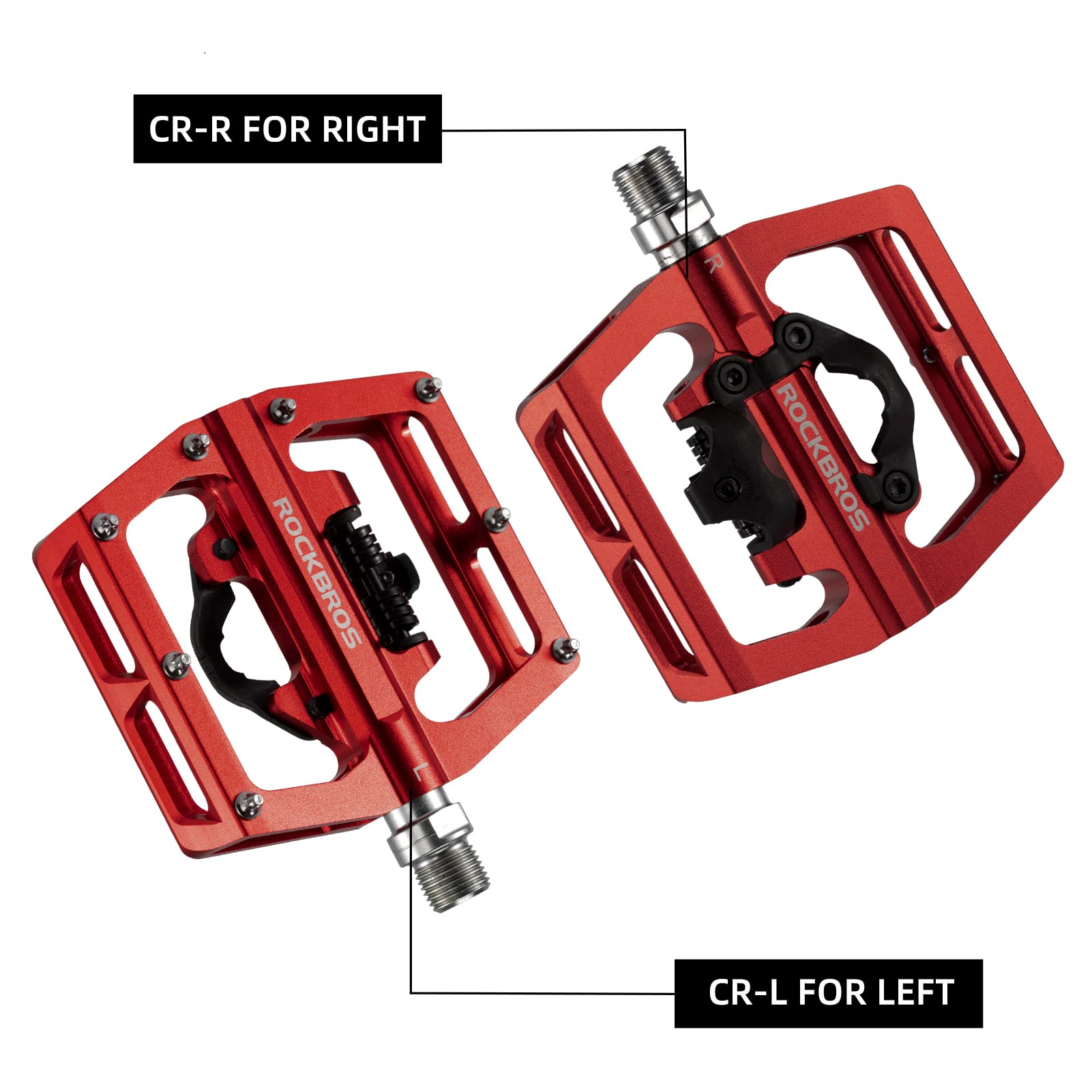 ROCKBROS MTB Aluminum Bike Pedals Compatible with SPD - ROCKBROS