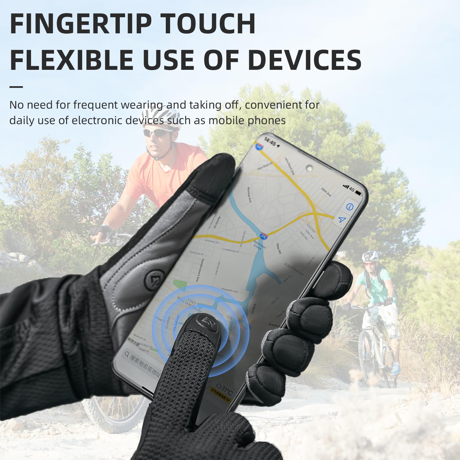 thumbnail image 2 of ROCKBROS Full Finger Cycling Gloves – Shockproof, Touchscreen Compatible For MTB & Road Bike – Unisex 2 of 5