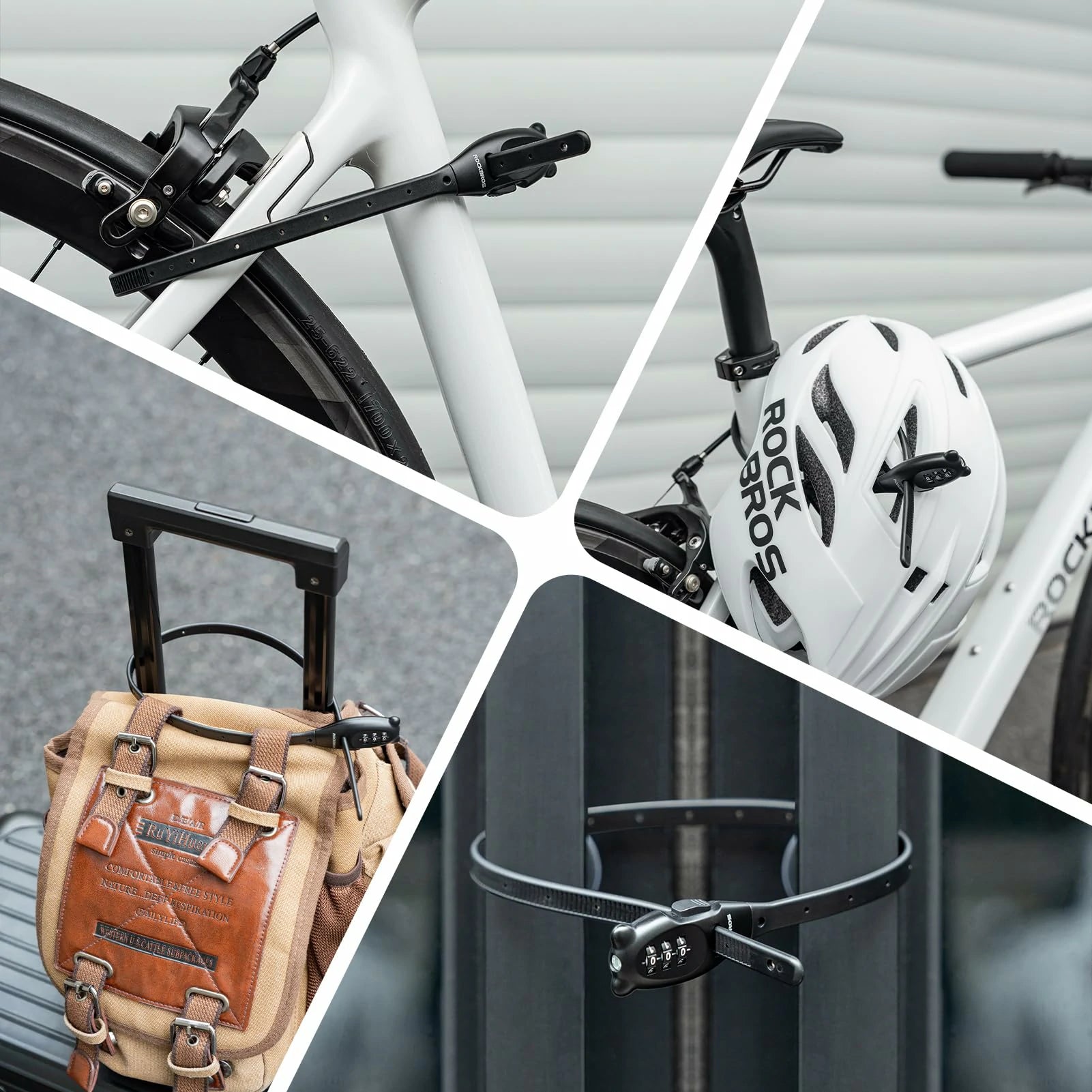 Combination Helmet Lock – Retractable Cable & Adjustable Zip-Tie Options