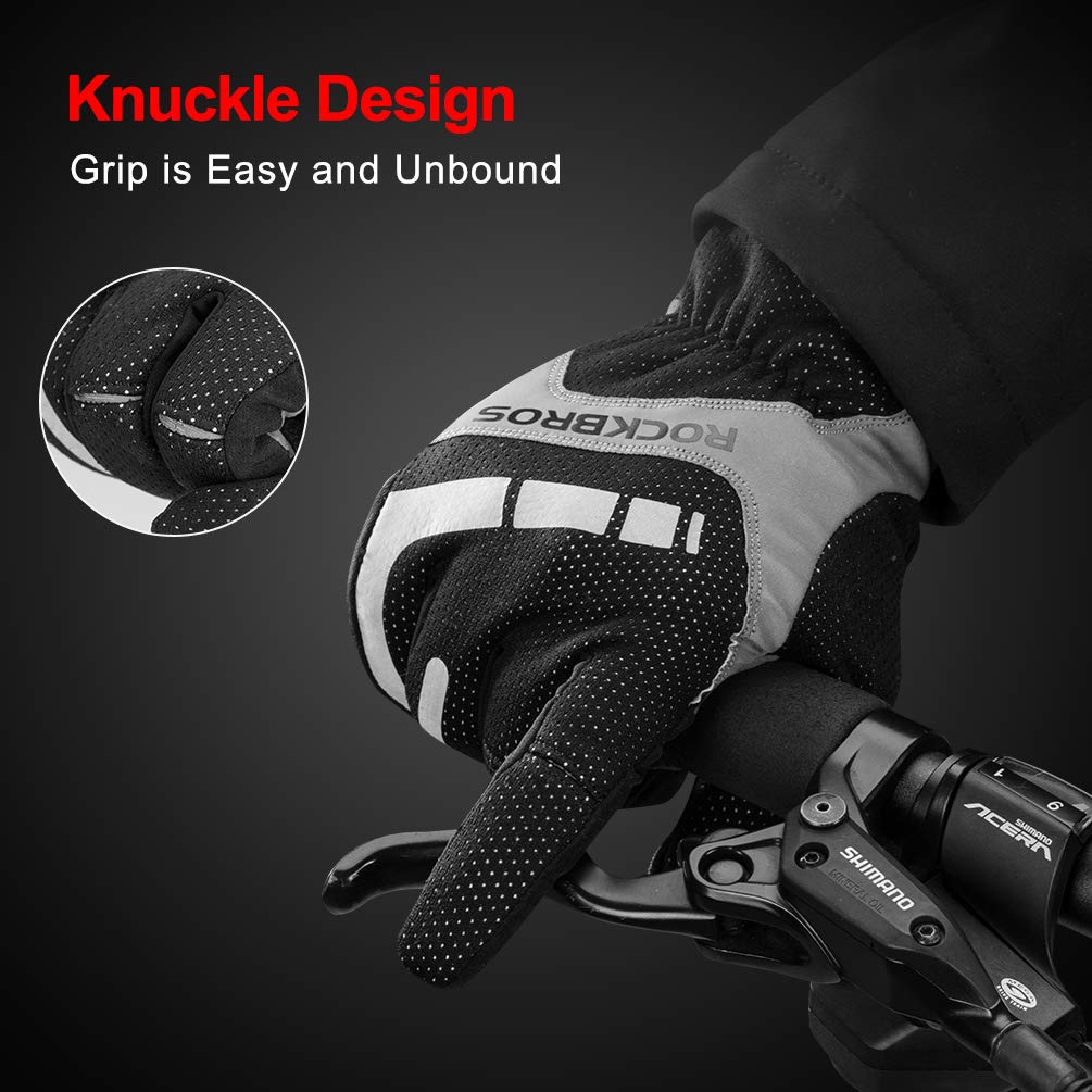 ROCKBROS Full Finger Cycling Gloves for Men, Motorcycle and Mountain Bike Gloves