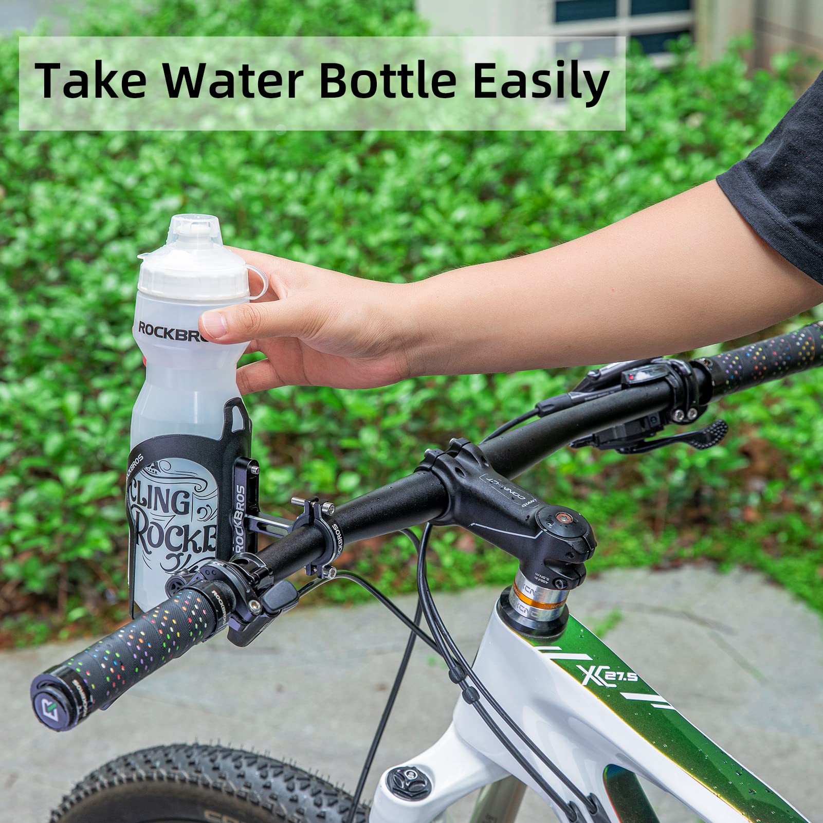 ROCKBROS 2-in-1 Bike Cup Holder Adjustable Bottle Cage for Handlebars & Seat Post - ROCKBROS