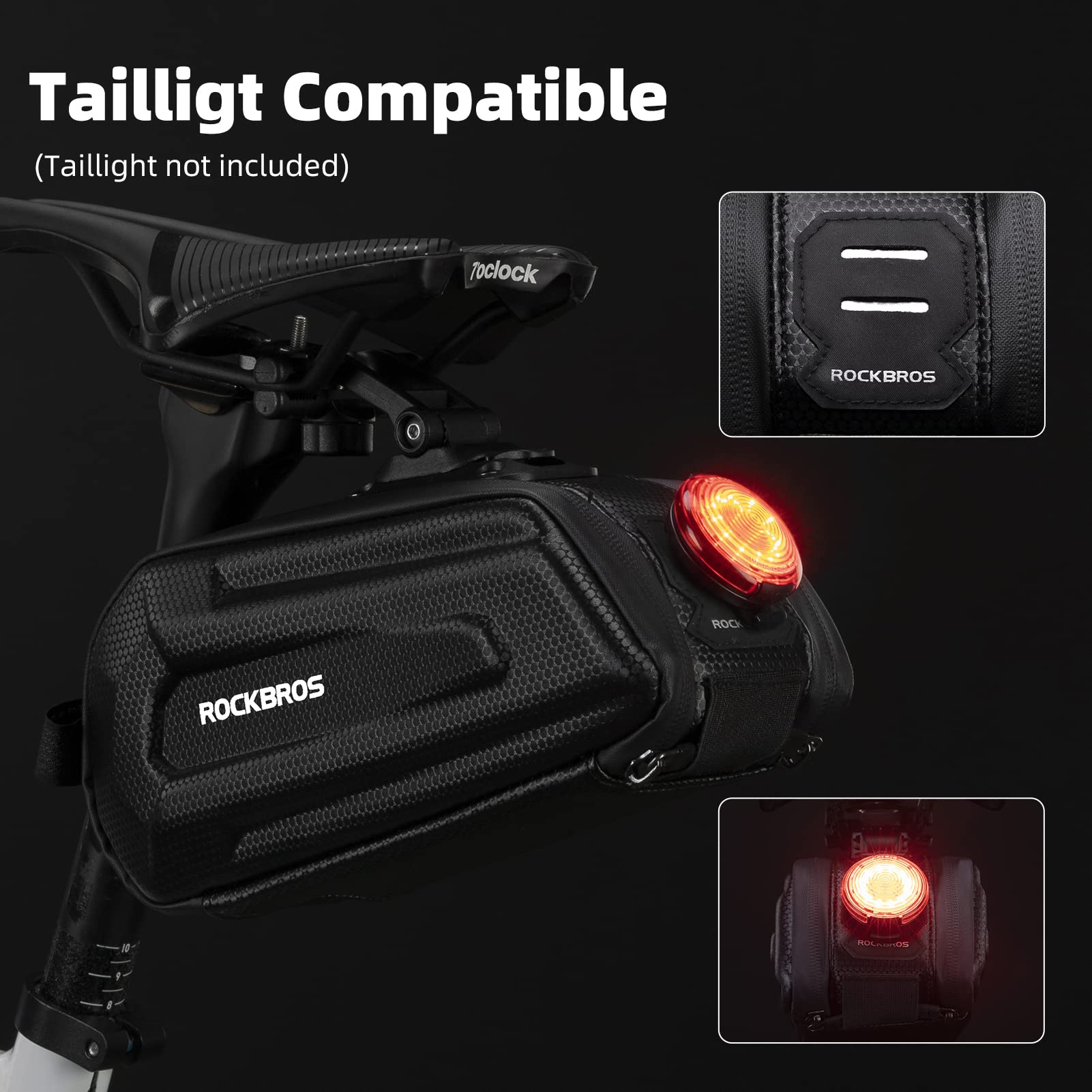ROCKBROS Bike Bicycle 1.7L Saddle Seat Bag  3D Hard Shell with Silver Reflective Strip - ROCKBROS