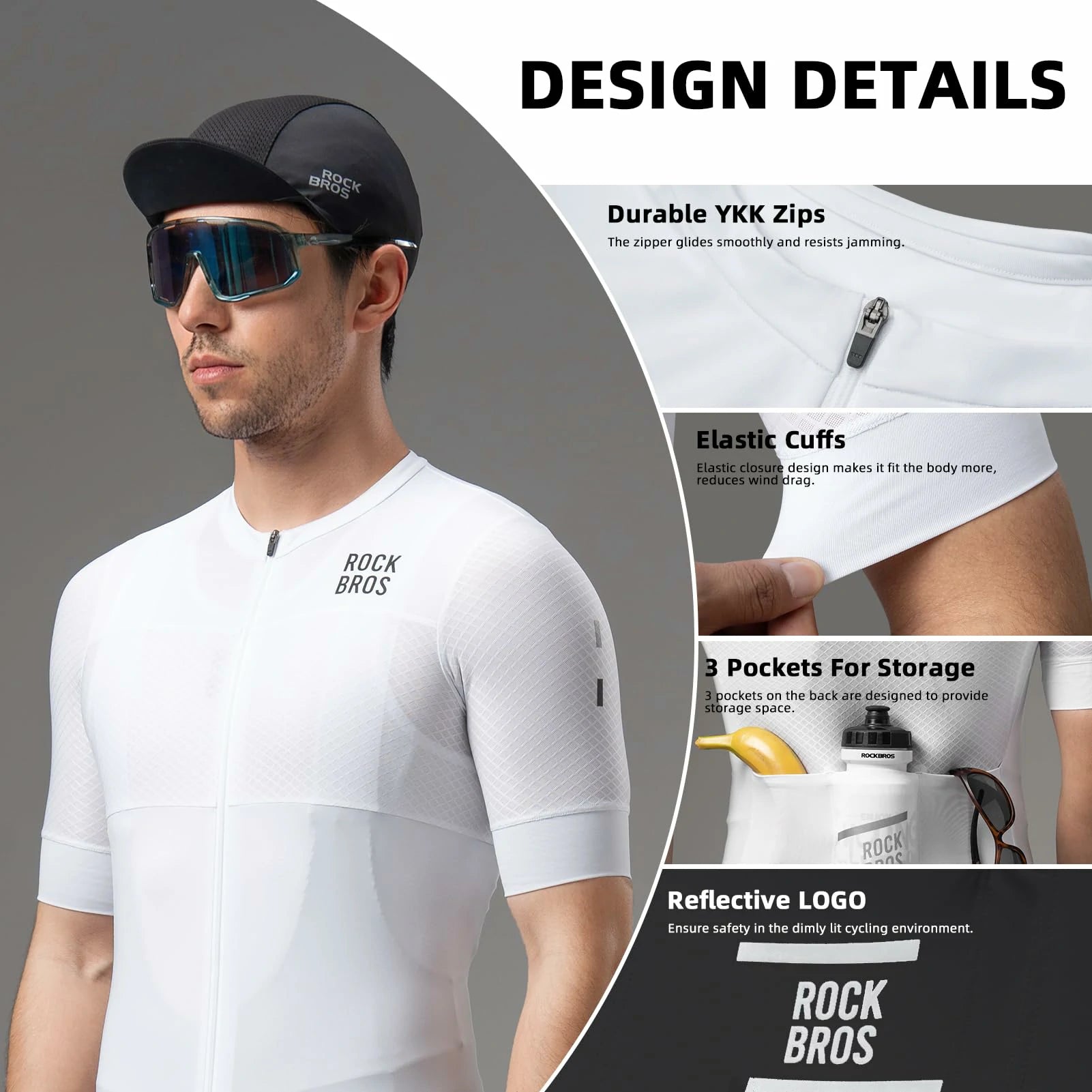 ROCKBROS Men's Quick Dry Cycling Jersey with 3 Pockets