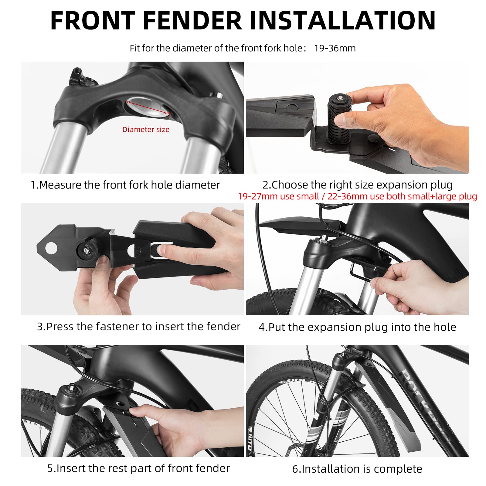 ROCKBROS Bike Adjustable MTB Mudguard Front/Rear Cycling Fender Bike Guards - ROCKBROS